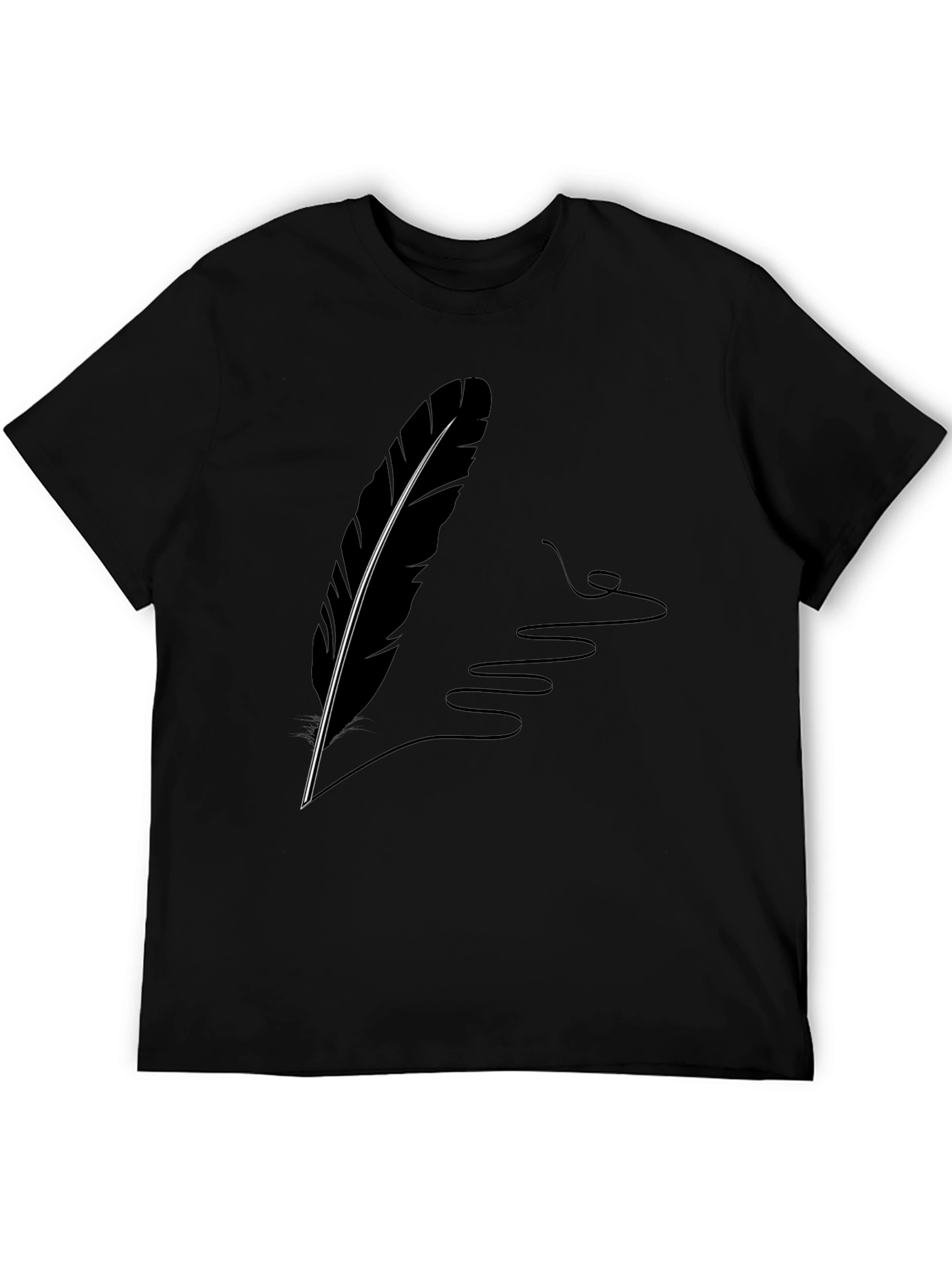 Black Feather Quill Graphic Tee - Stylish Black T-Shirt view 5