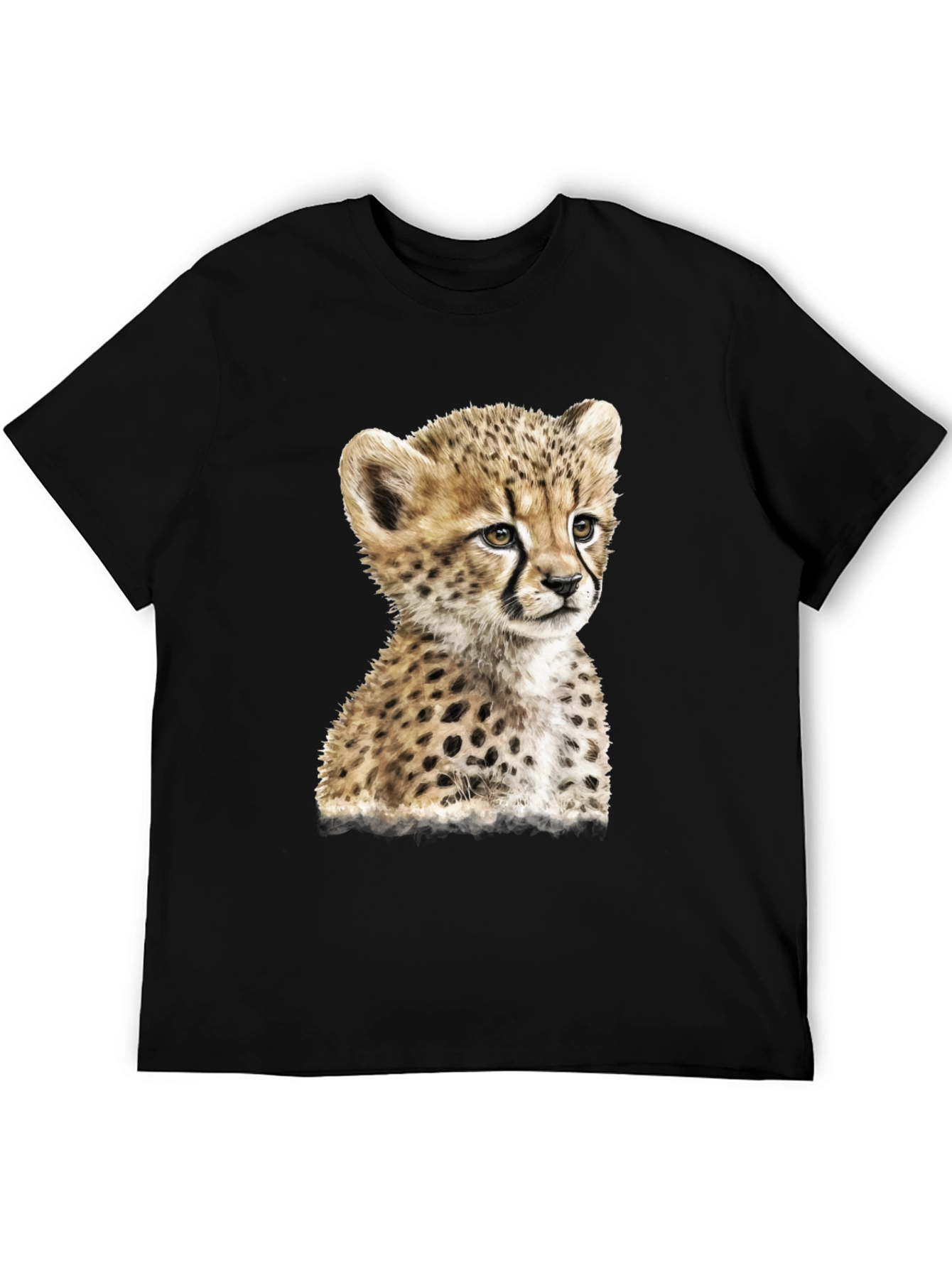 Black Cheetah Cub Graphic Black T-Shirt view 5