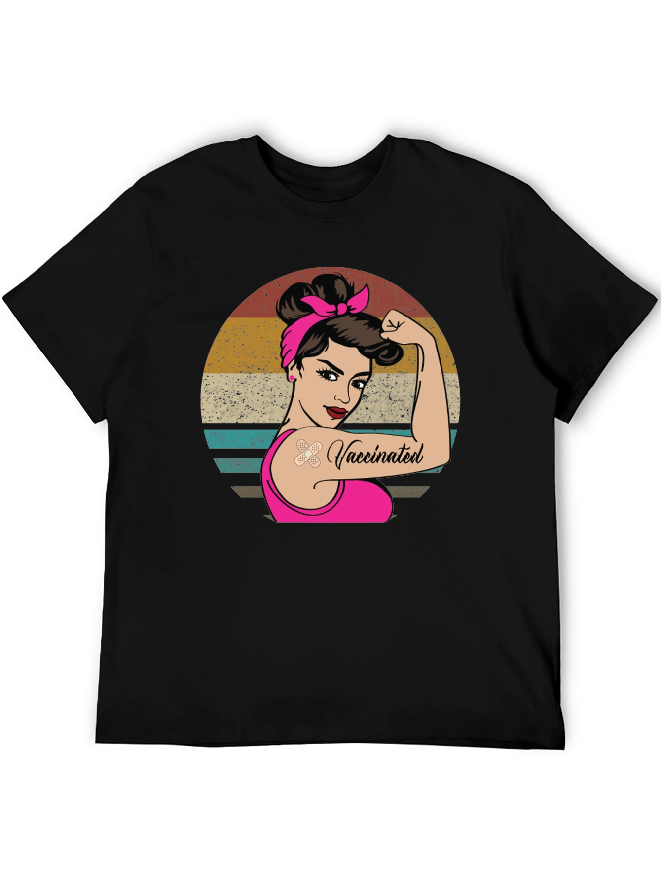 Black Vaccinated Woman Graphic Tee - Retro Design view 5