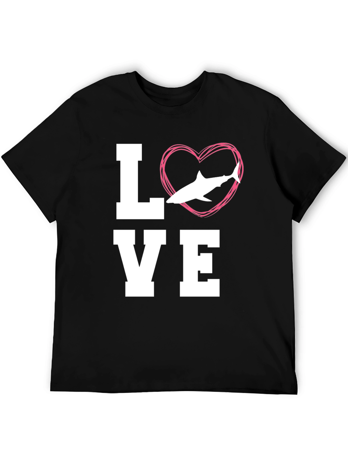 Black Love Shark Black T-Shirt - Animal Lover Tee view 5