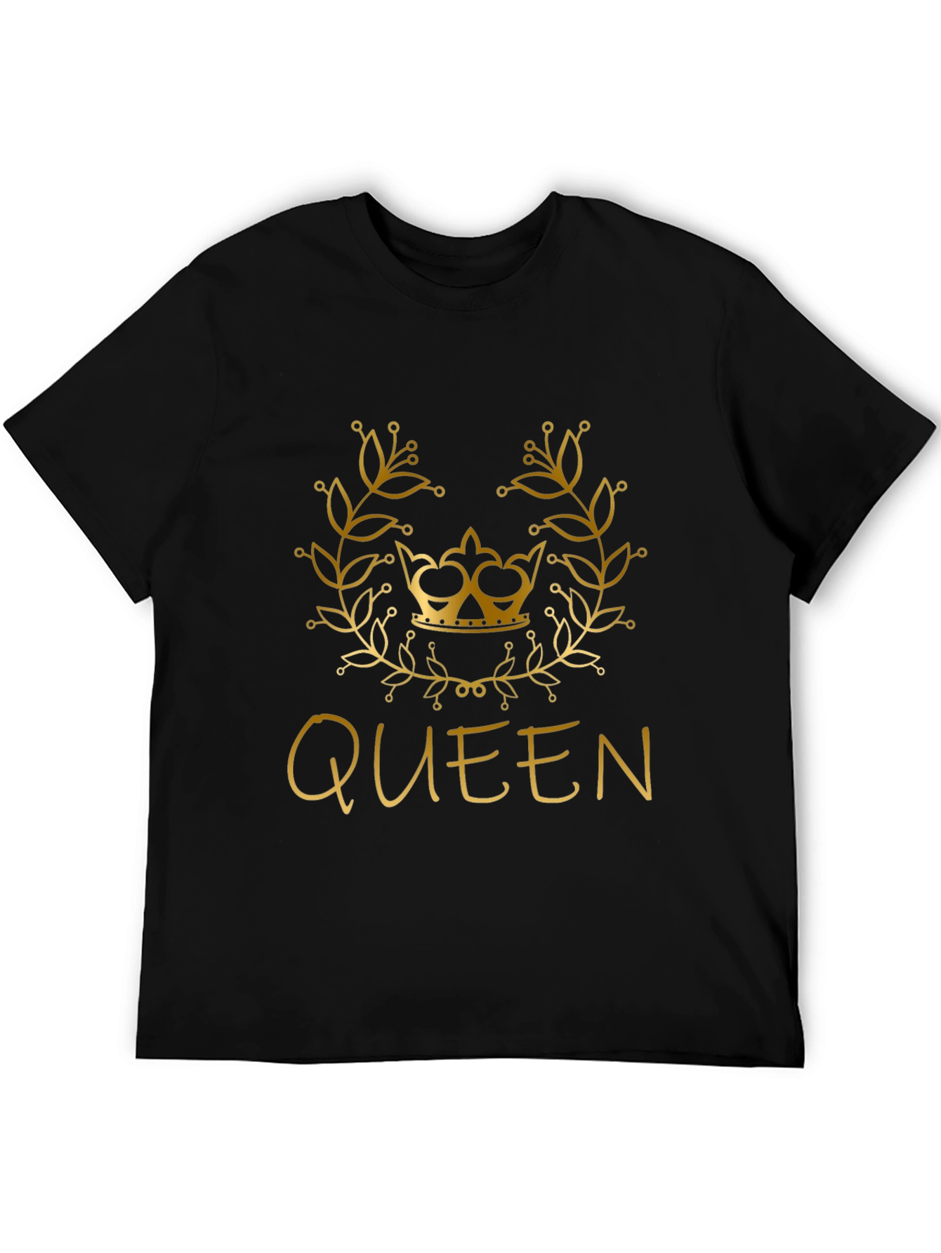 Black Queen Graphic Tee - Gold Crown on Black Shirt view 5