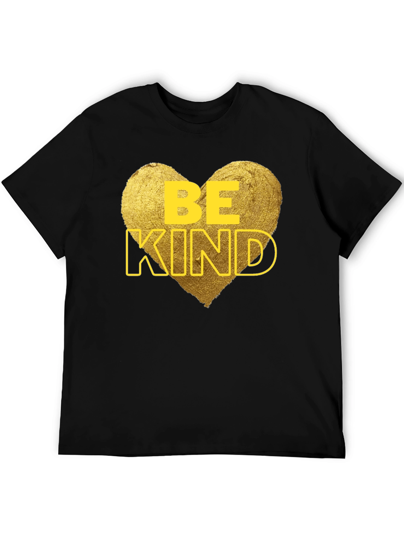 Black Be Kind Heart Graphic Tee - Black Cotton Casual T-Shirt view 5