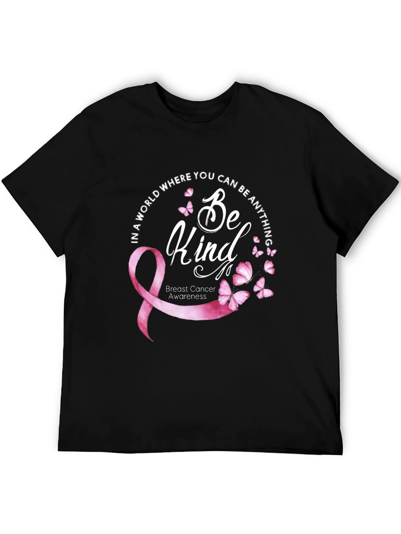 Black Be Kind Breast Cancer Awareness T-Shirt view 5