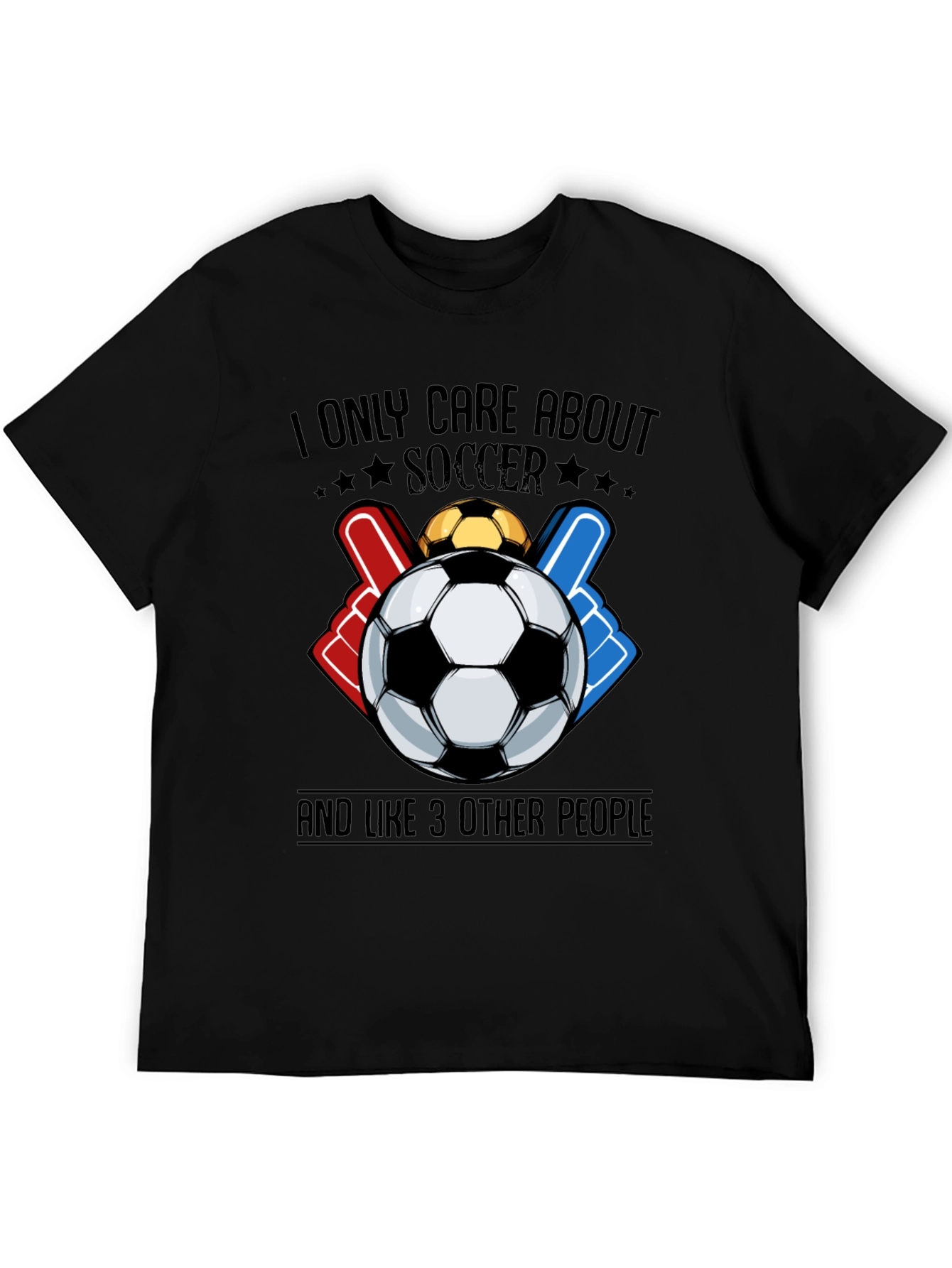 Black Soccer Fan Graphic Tee - I Only Care About Soccer T-Shirt view 5