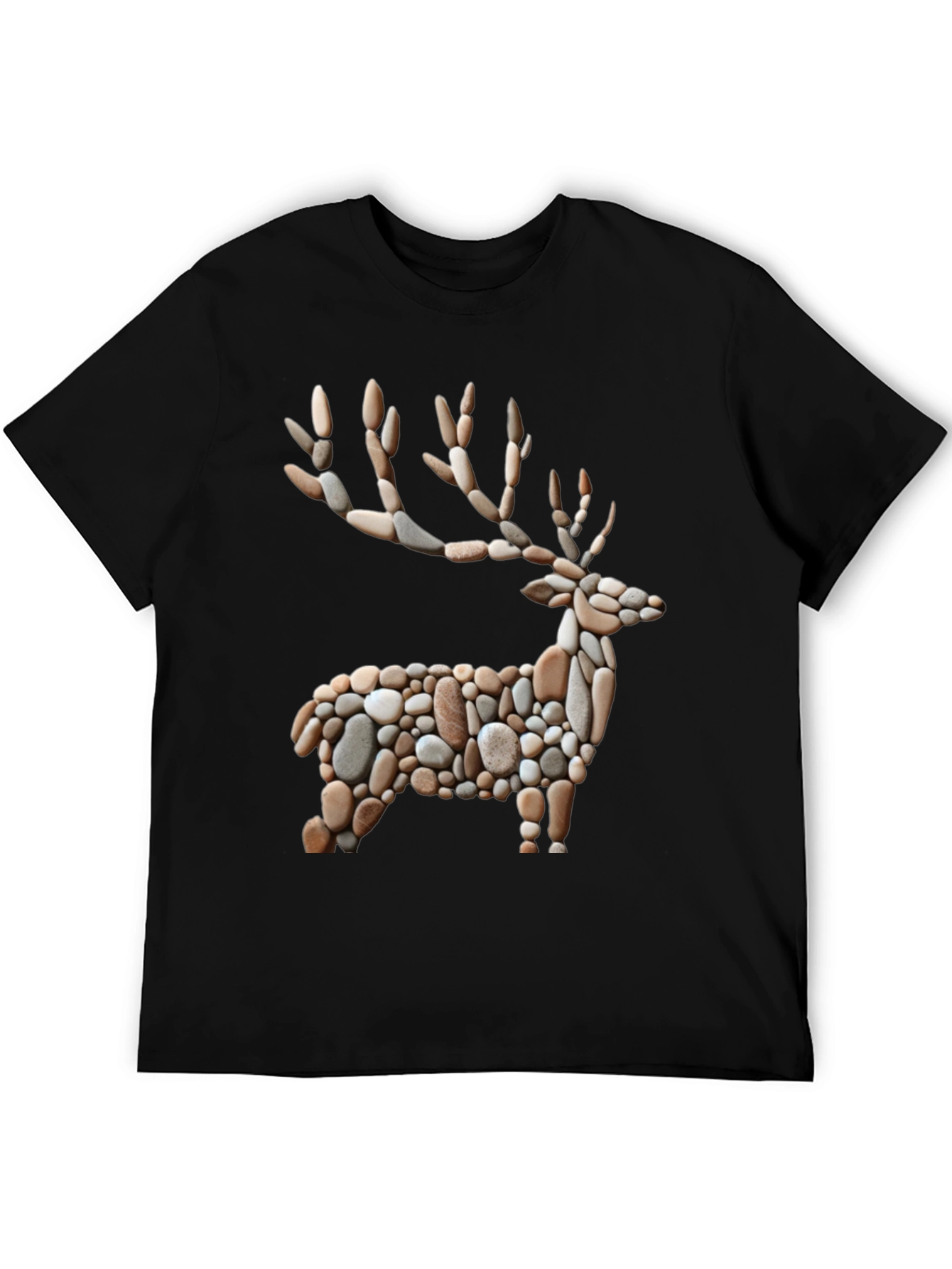 Black Stone Deer Graphic Tee - Unique Nature Inspired Design view 5