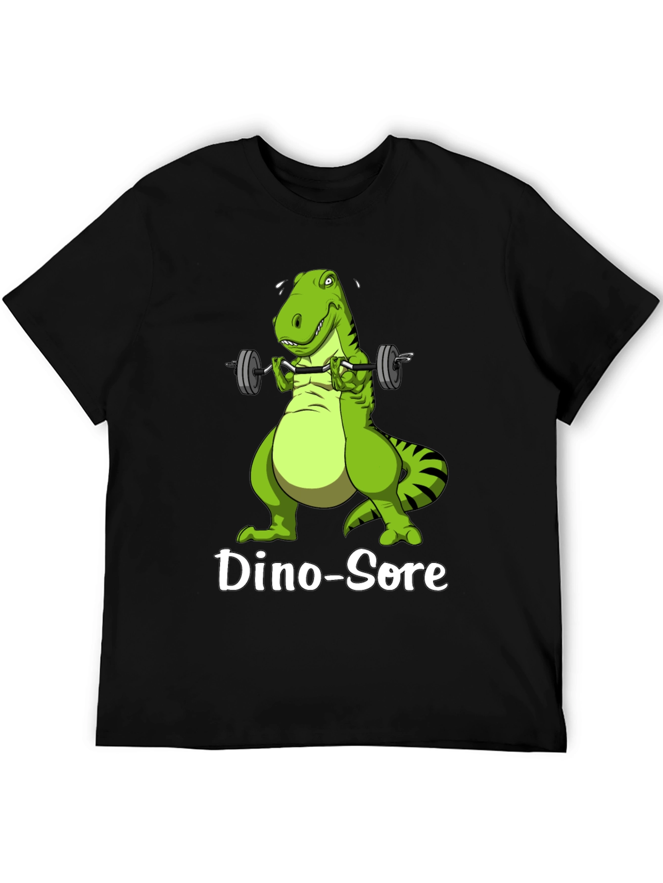 Black Dino-Sore T-Shirt: Funny Gym Dinosaur Workout Tee view 5