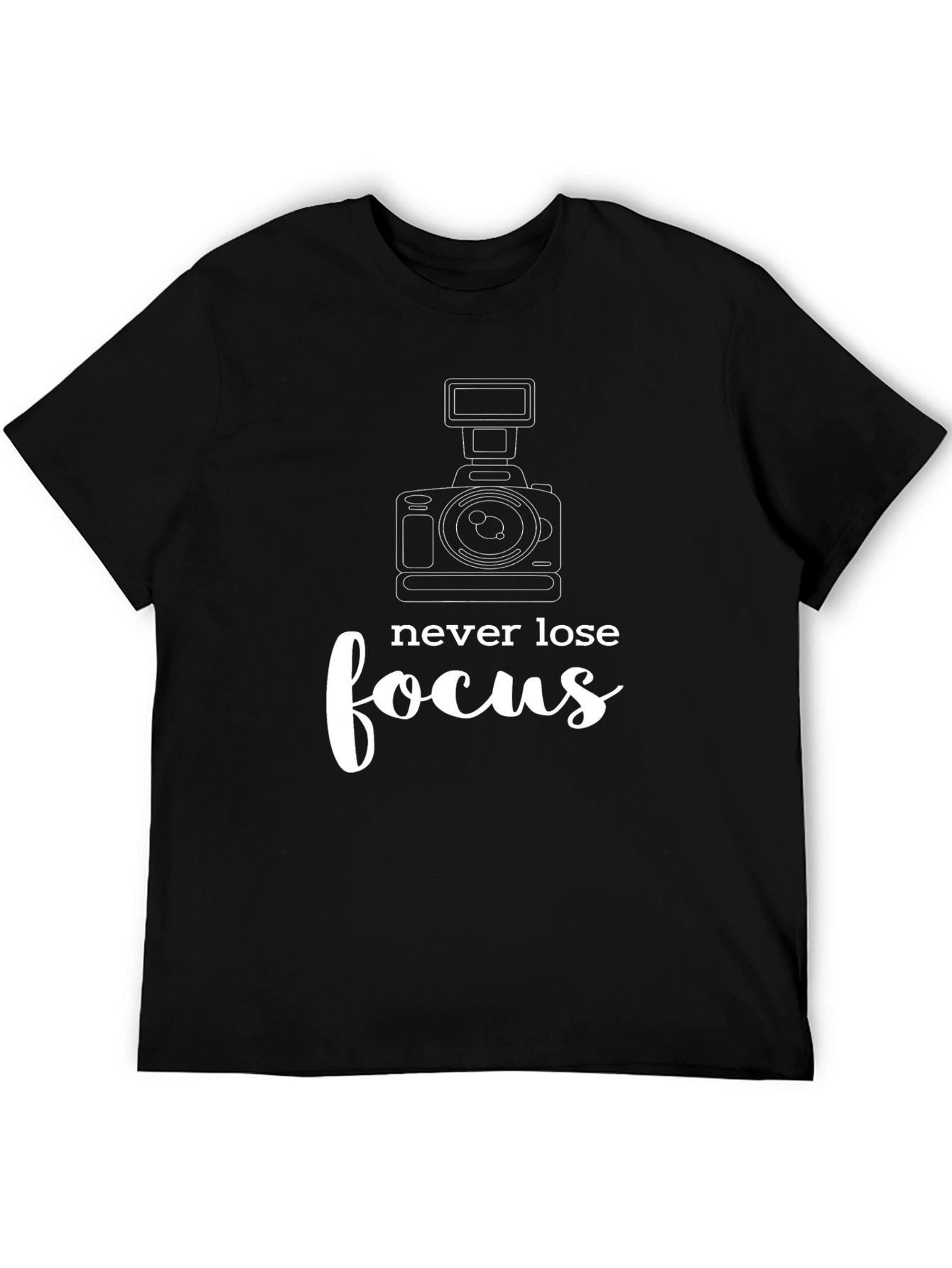 Black Never Lose Focus Camera Graphic Tee view 5