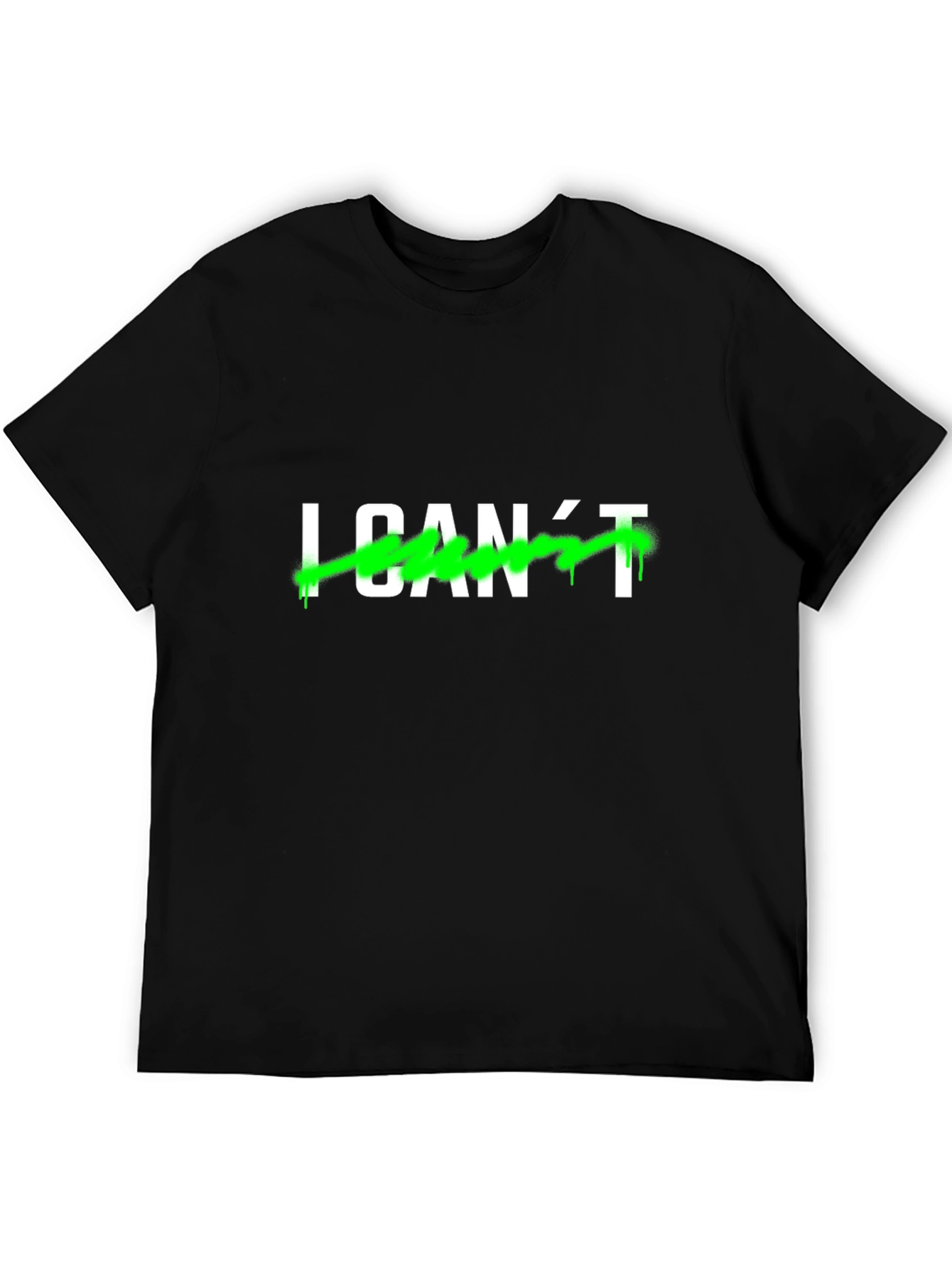 Black I CAN'T Men's Black Graphic T-Shirt view 5