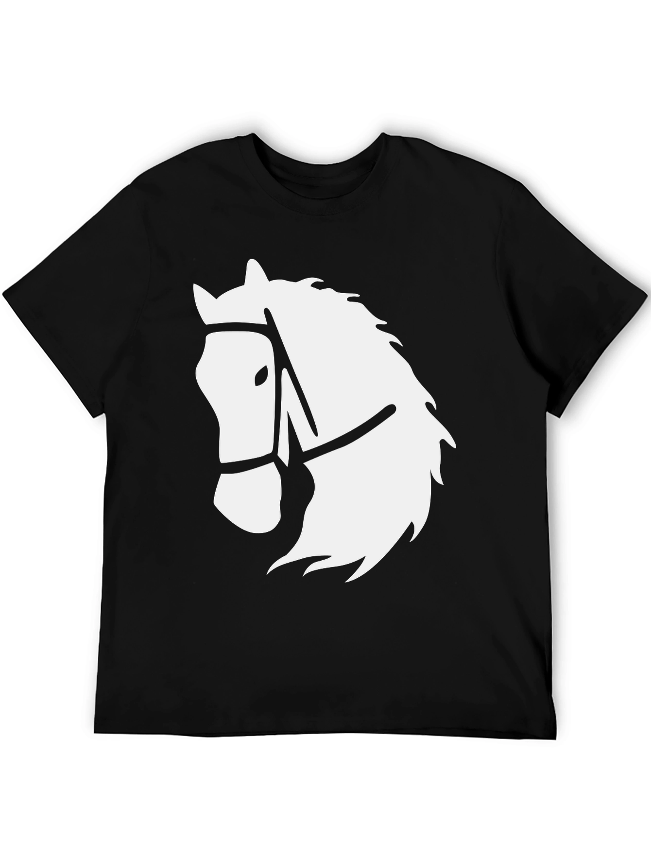 Black Black T-Shirt with White Horse Head Graphic view 5