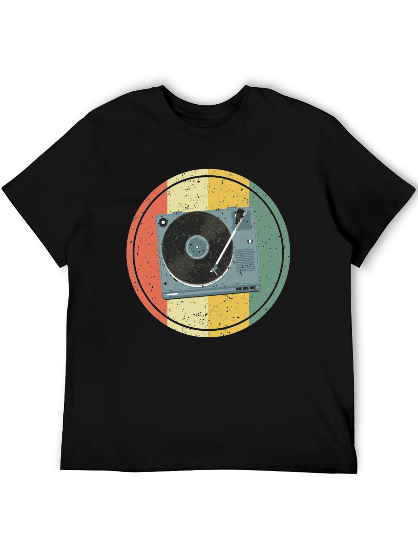 Black Retro Turntable Graphic T-Shirt view 5