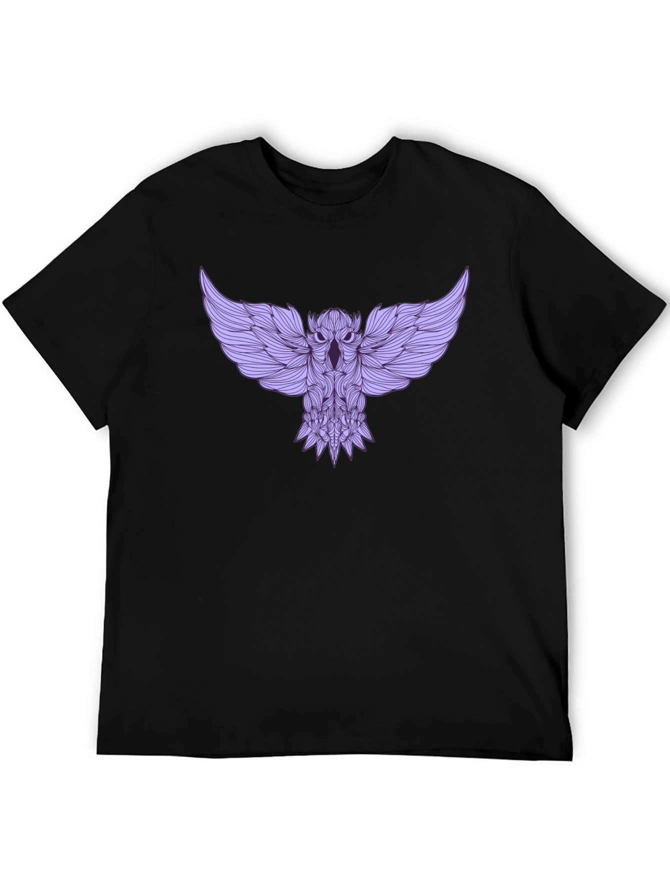 Black Stylish Black Tee with Abstract Owl Design view 5