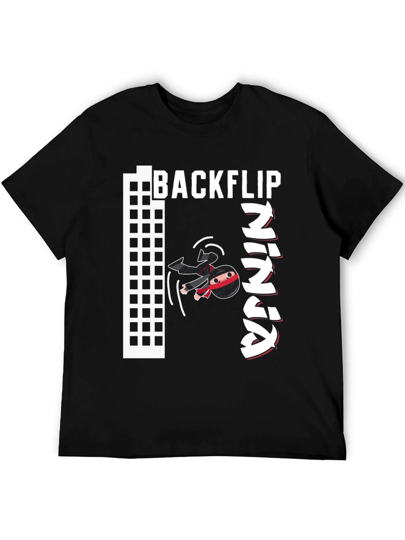 Black Backflip Ninja Graphic T-Shirt - Cool Martial Arts Tee view 5
