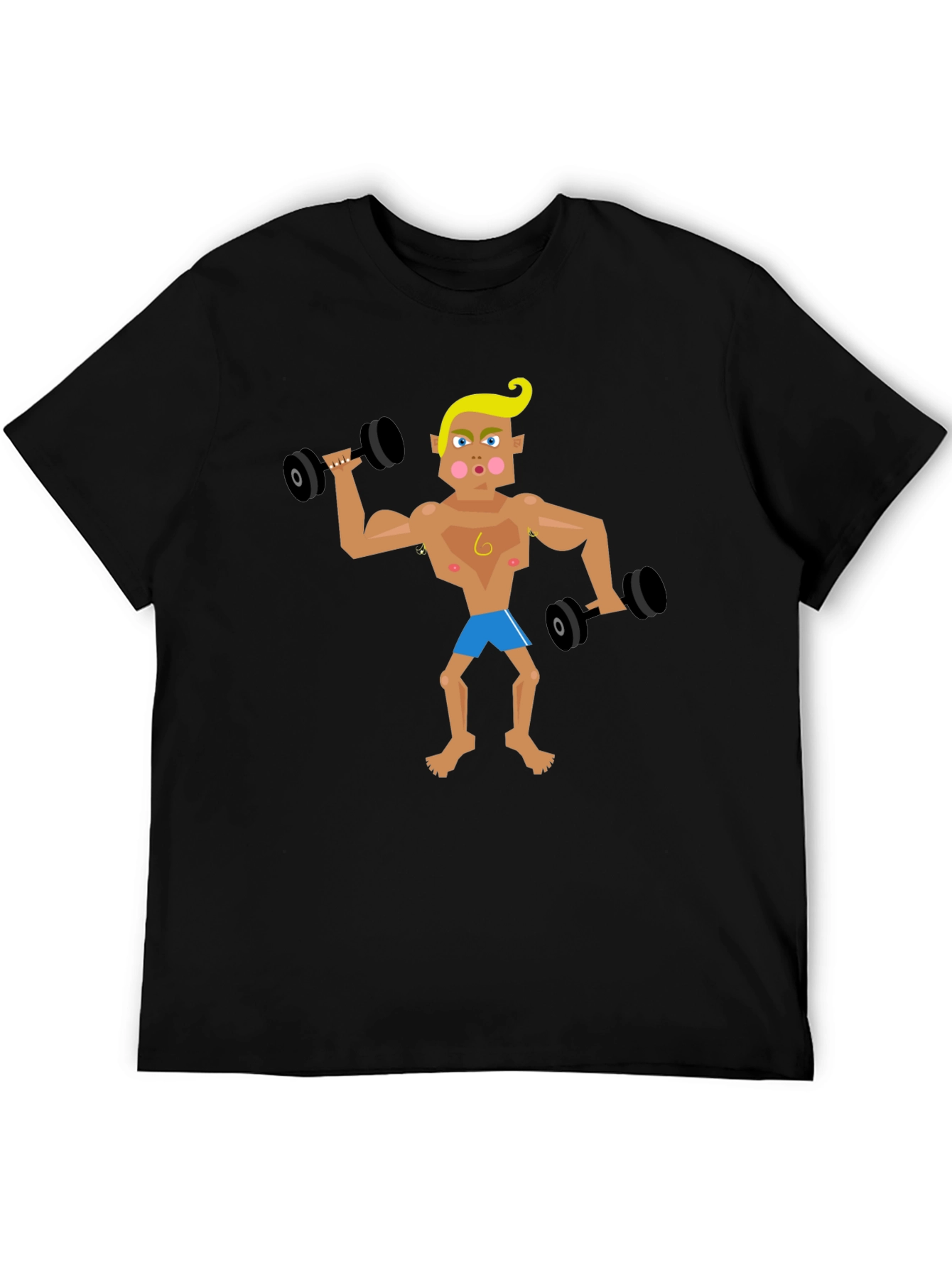 Black Cartoon Gym Bro T-Shirt view 5