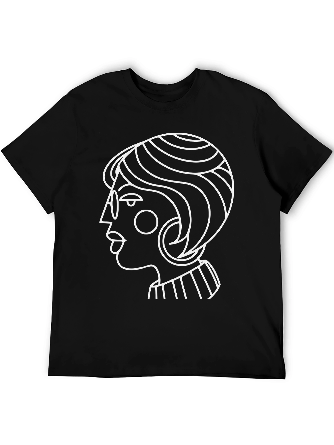 Black Abstract Woman Graphic Tee - Stylish Black T-Shirt view 5
