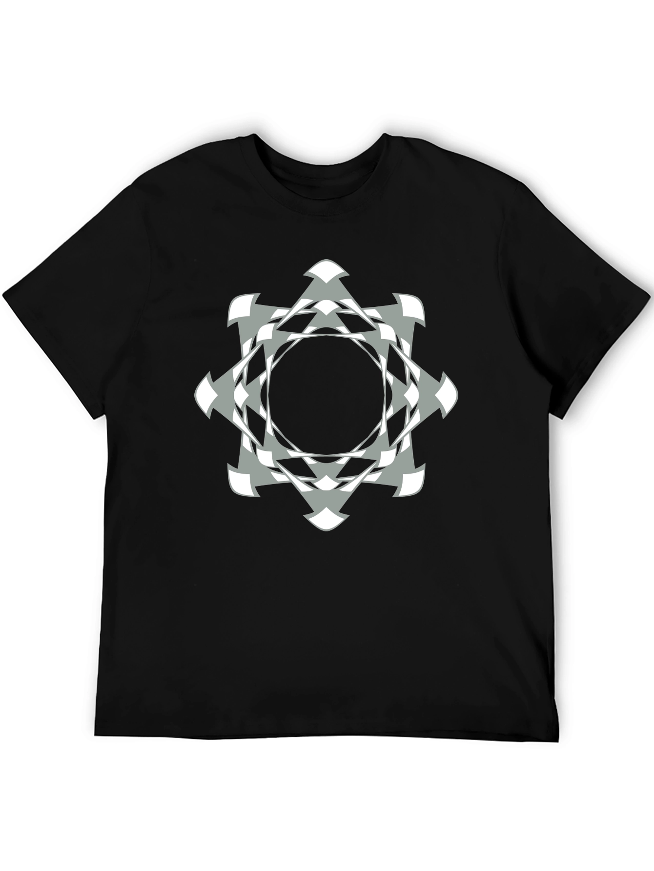 Black Abstract Geometric Graphic Print Black T-Shirt view 5