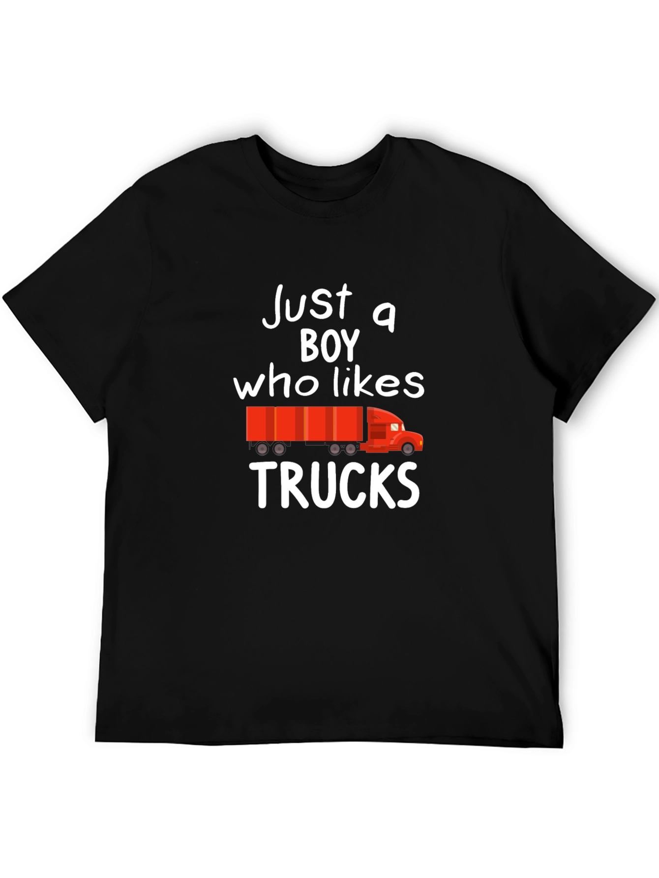 Black Just a Boy Who Likes Trucks Graphic Tee view 5