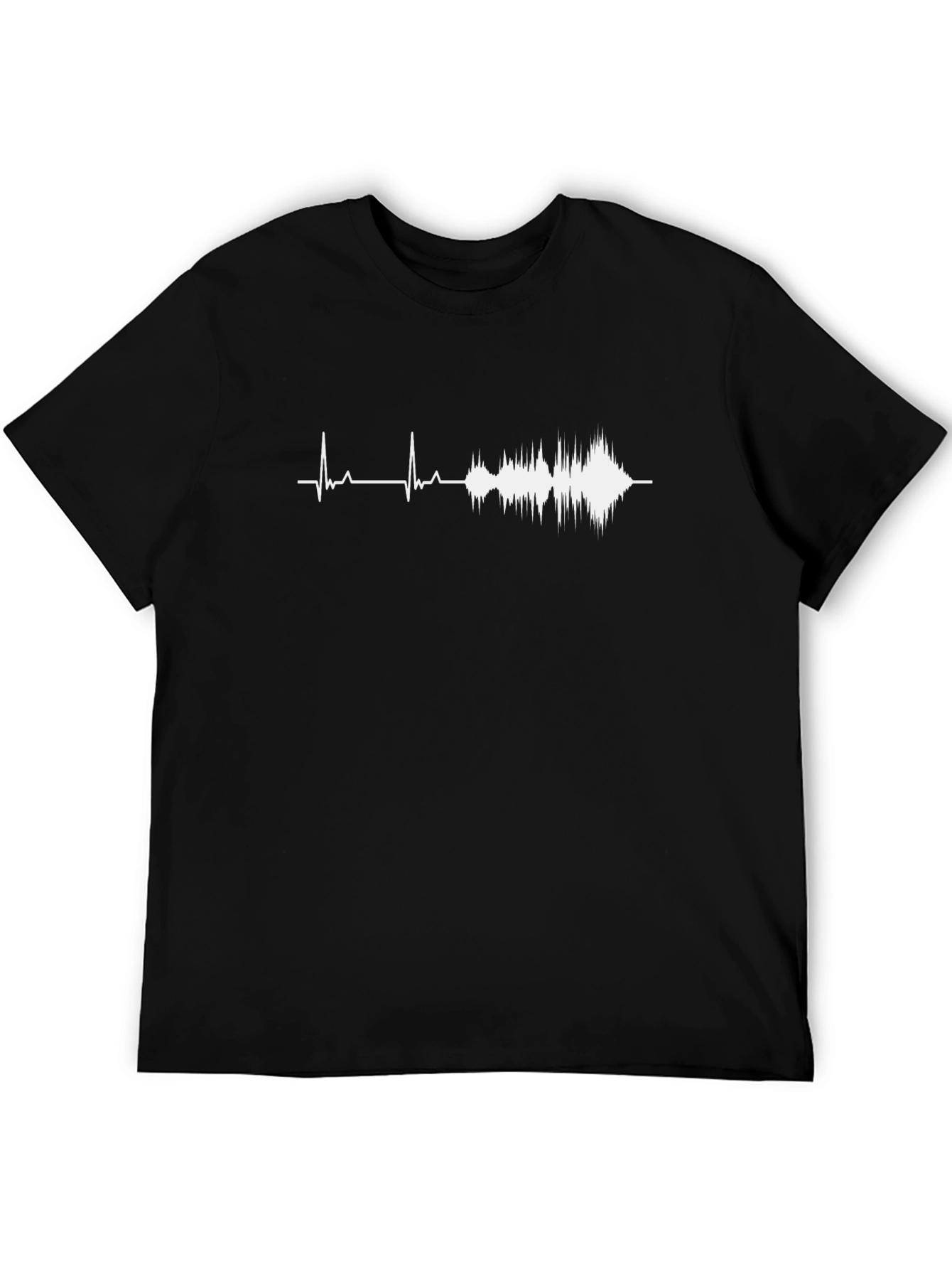 Black Sound Wave Graphic Tee - Black Crew Neck T-Shirt view 5