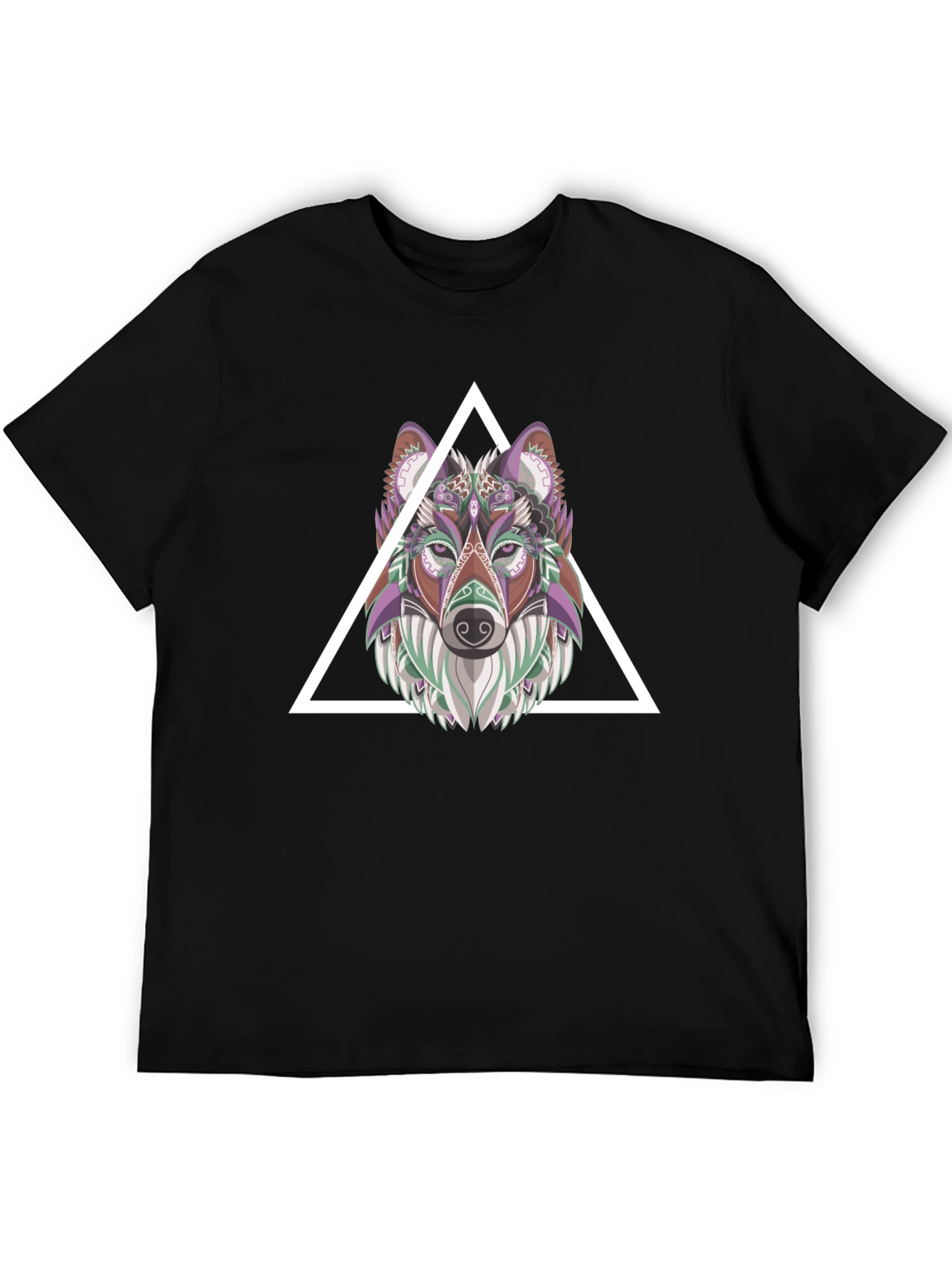 Black Geometric Wolf T-Shirt - Modern Graphic Tee view 5
