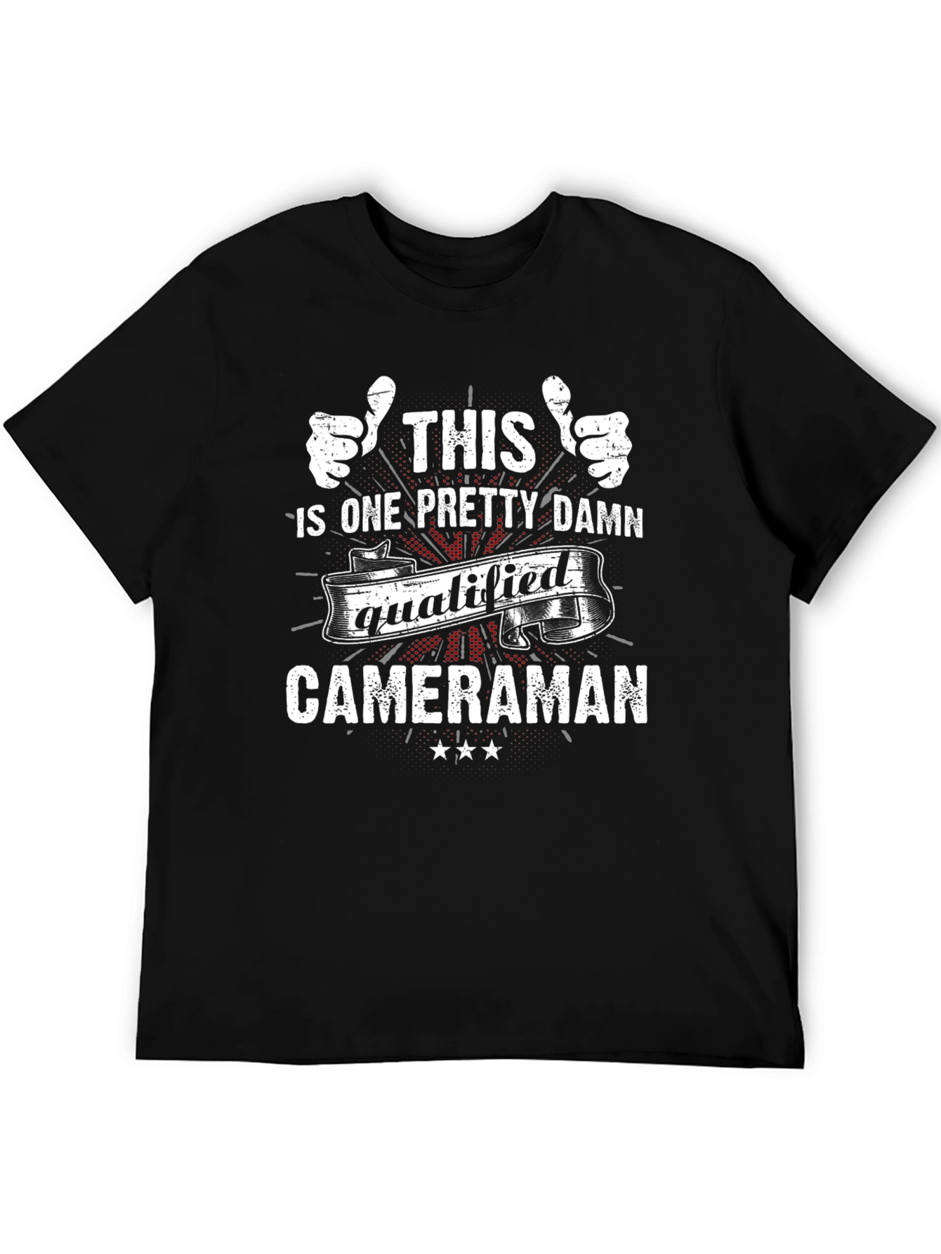 Black Qualified Cameraman Graphic T-Shirt view 5