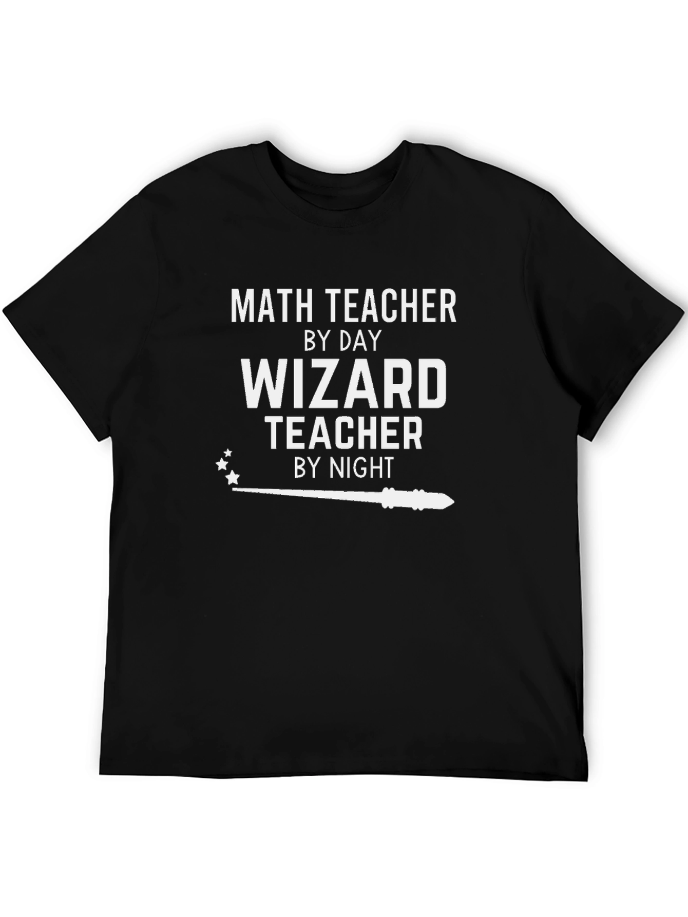 Black Math Teacher by Day, Wizard Teacher by Night T-Shirt view 5