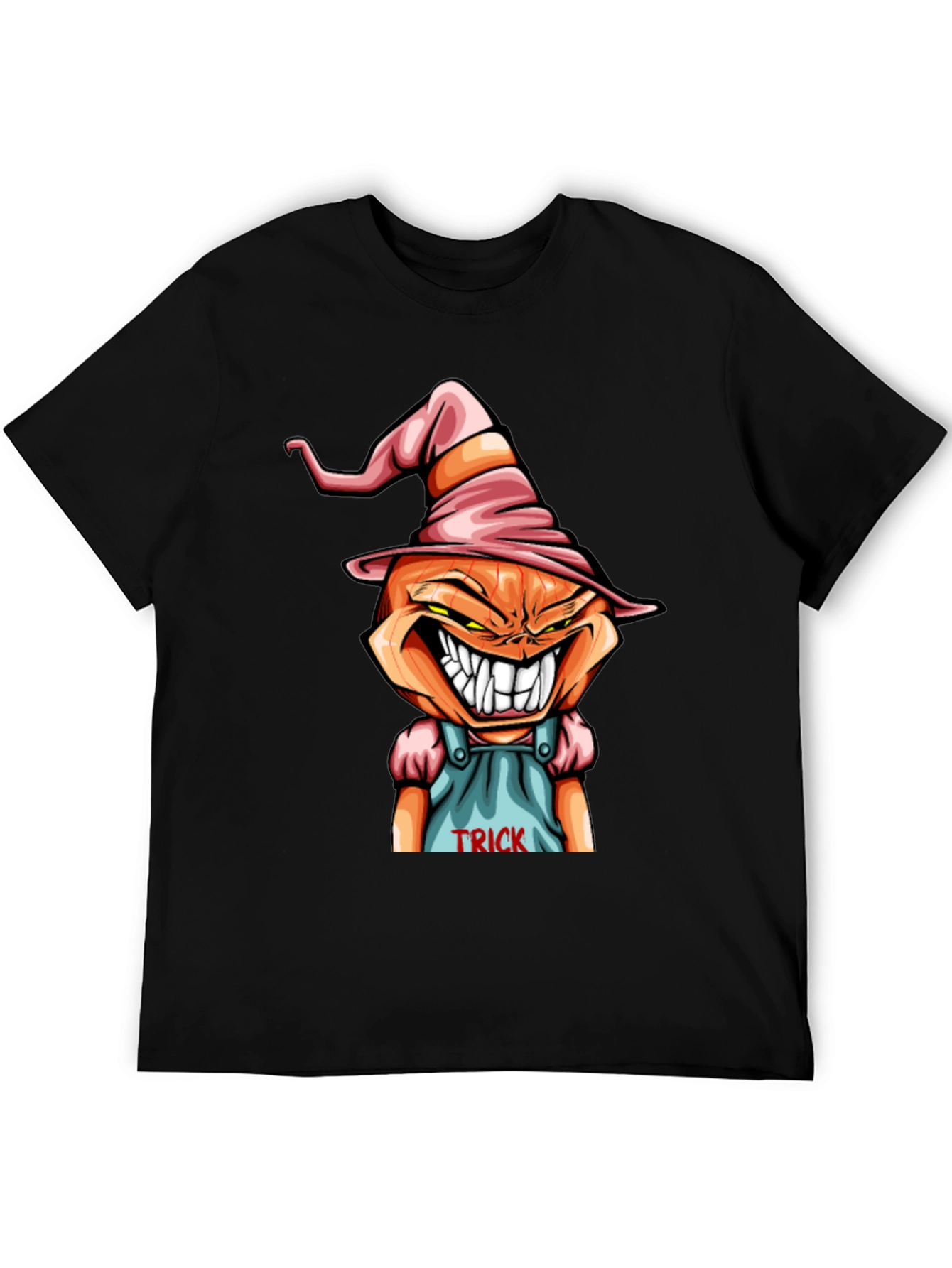 Black Spooky Pumpkin "Trick" T-Shirt view 5