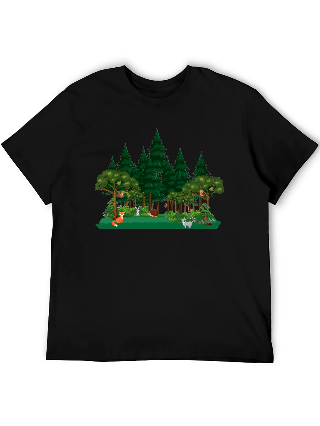 Black Forest Animals Graphic Black T-Shirt view 5