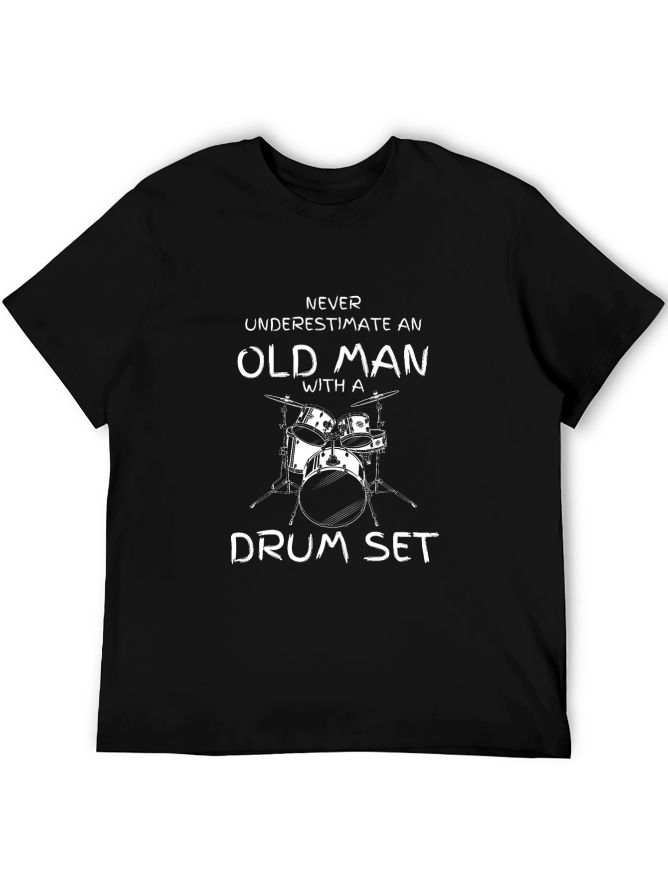 Black Never Underestimate an Old Man Drum Set T-Shirt view 5