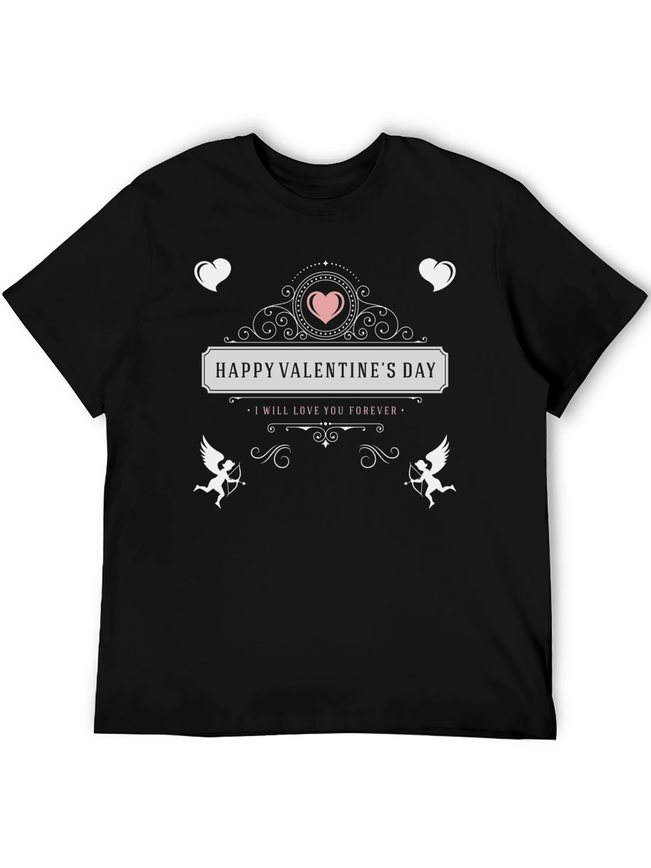 Black Happy Valentine's Day Graphic T-Shirt view 5