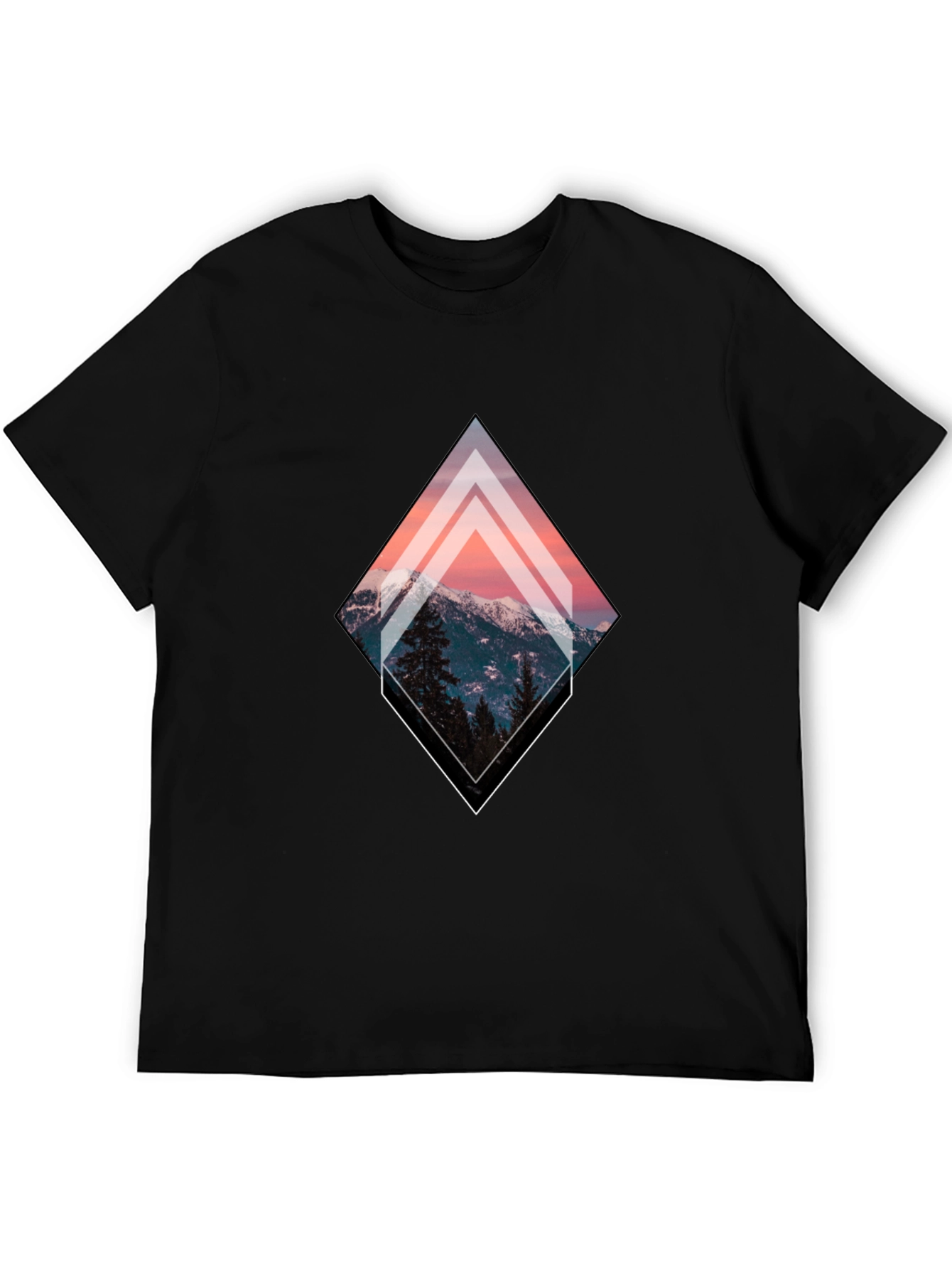 Black Mountain Peak Graphic Tee - Black Unisex T-Shirt view 5