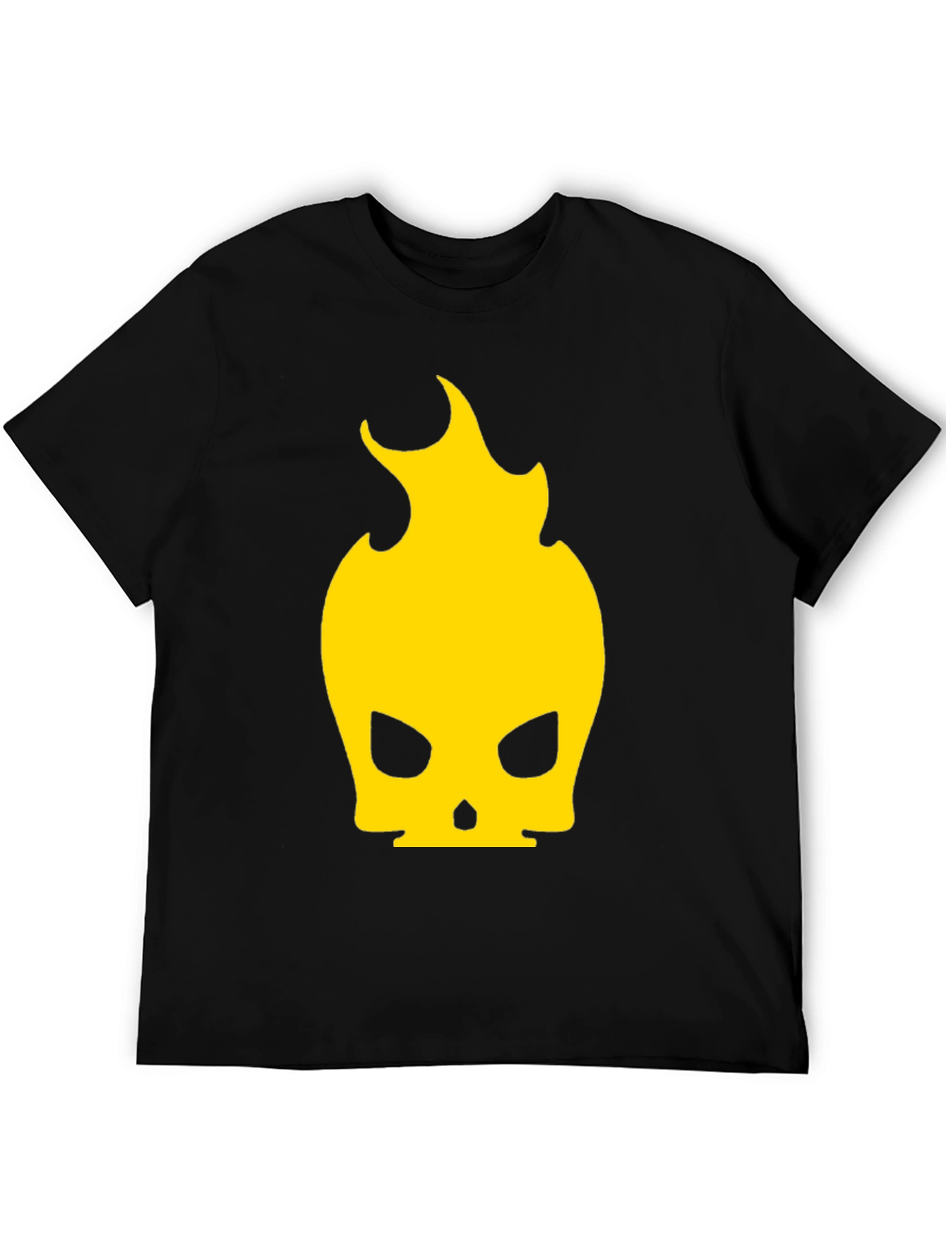 Black Fiery Skull Graphic Tee - Black Cotton Blend view 5