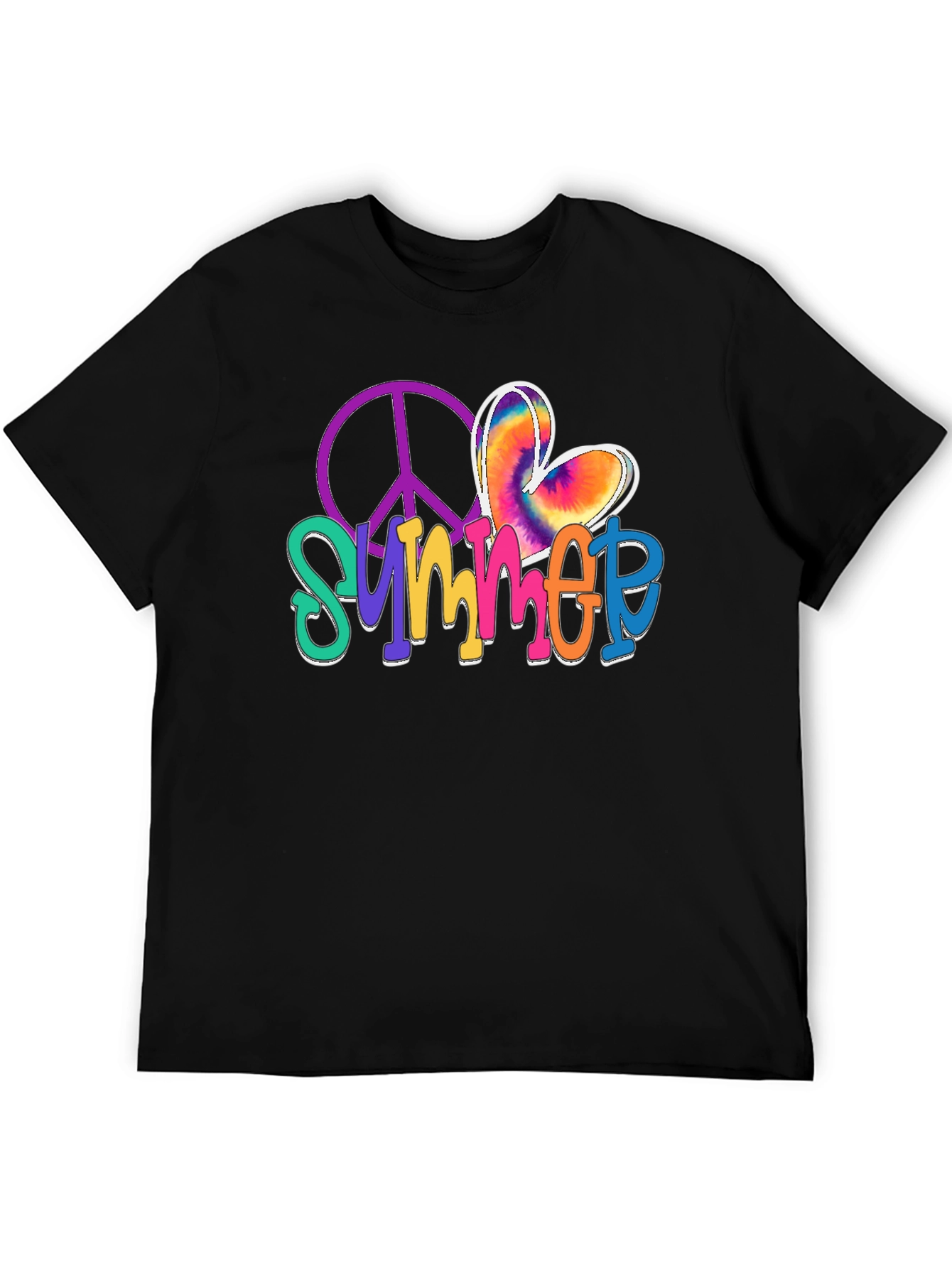 Black Summer Peace Sign Graphic Tee view 5