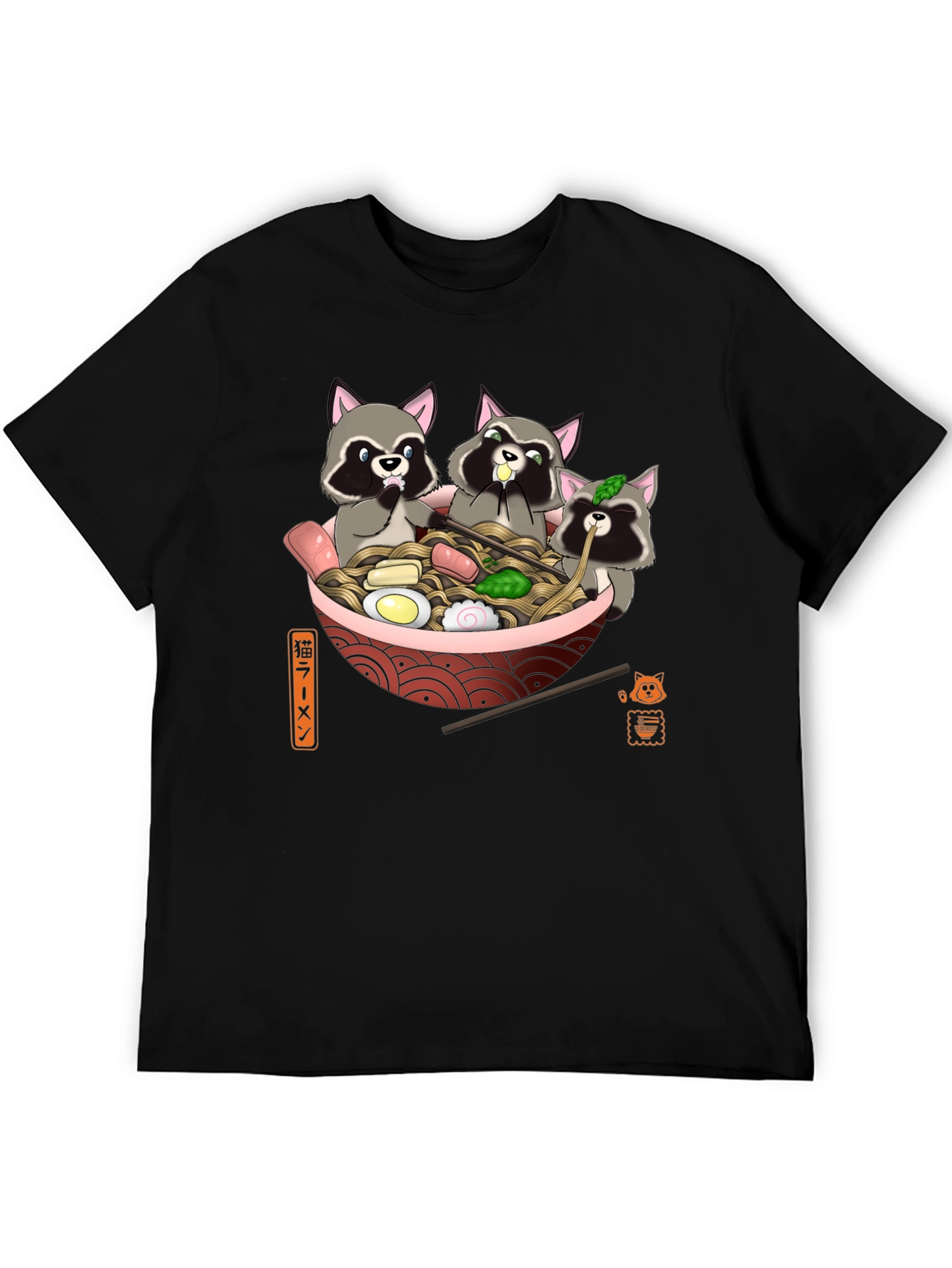Black Raccoon Ramen T-Shirt - Cute Graphic Tee view 5
