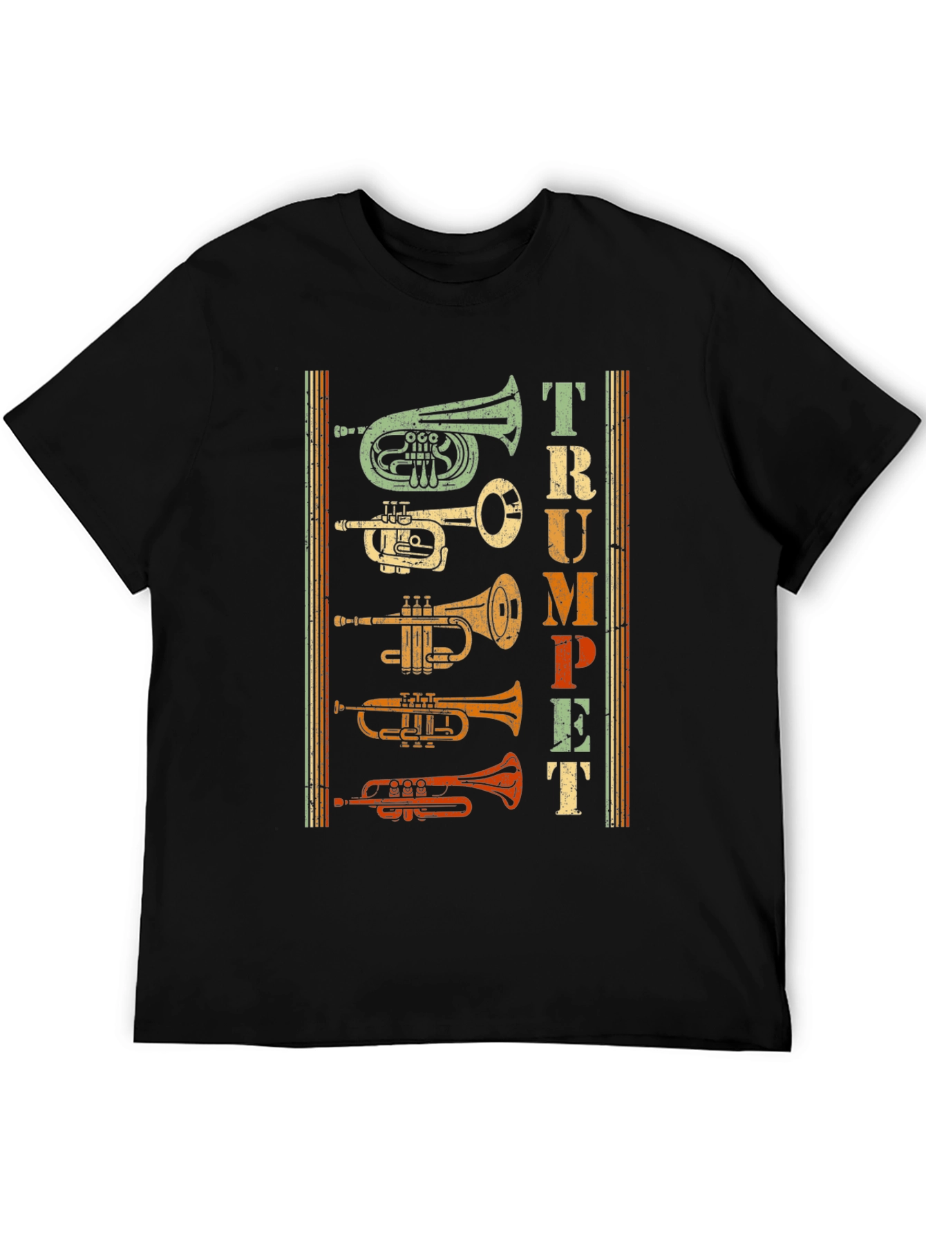 Black Vintage Trumpet T-Shirt - Musical Instrument Tee view 5