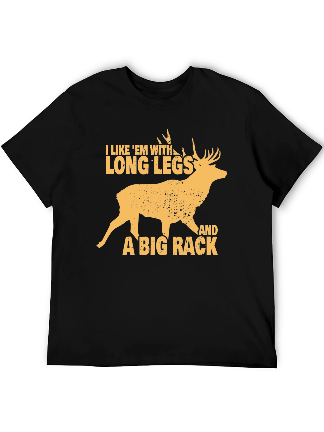Black Funny Deer Hunter T-Shirt - Long Legs & Big Rack view 5