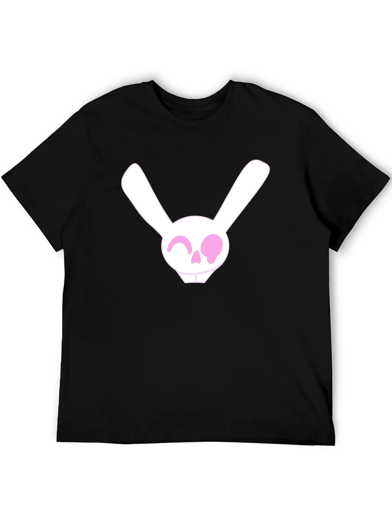 Black Skull Bunny Graphic Tee - Men's Black Cotton T-Shirt view 5