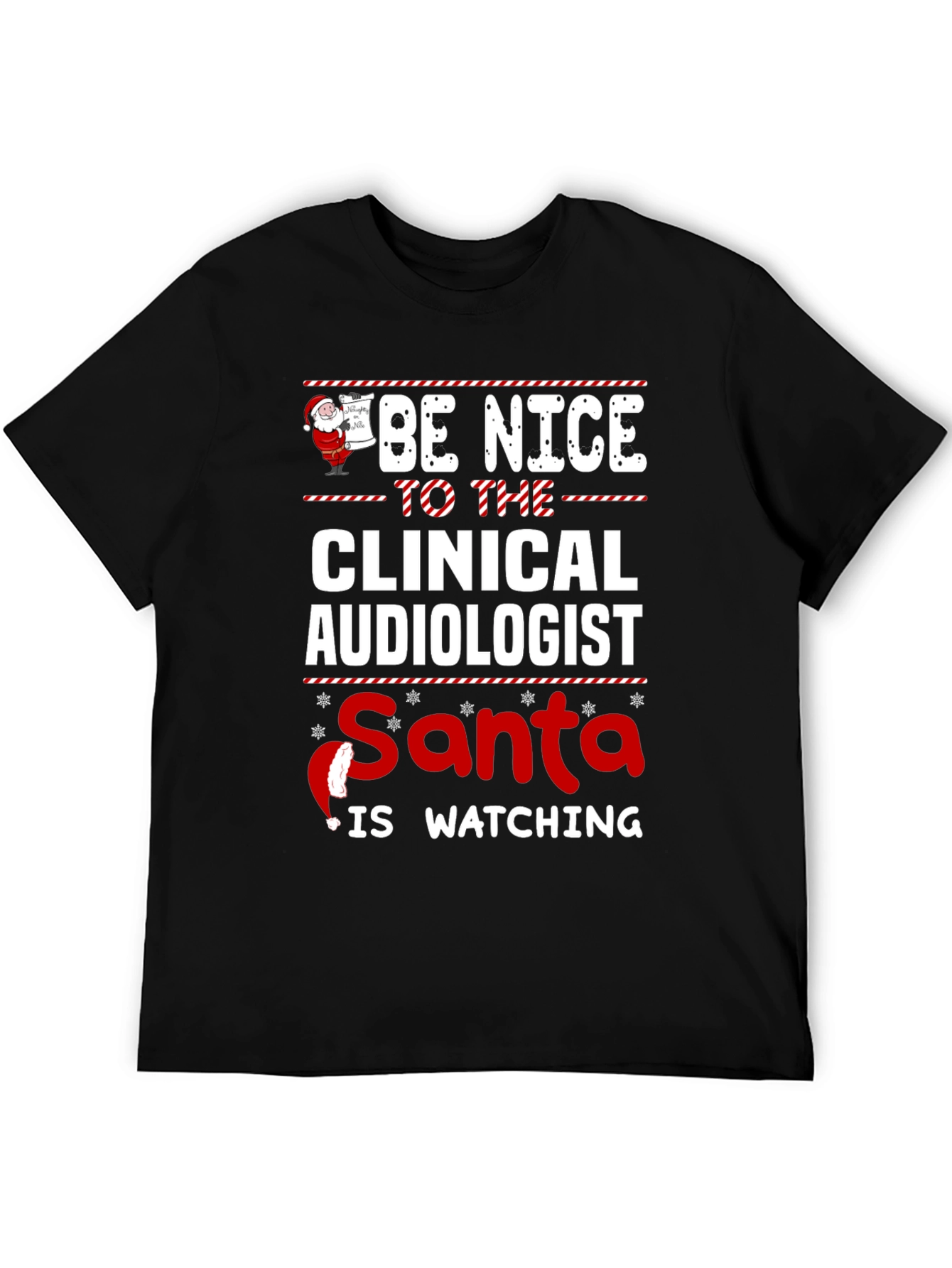 Clinical Audiologist Santa Watching T-Shirt - 5