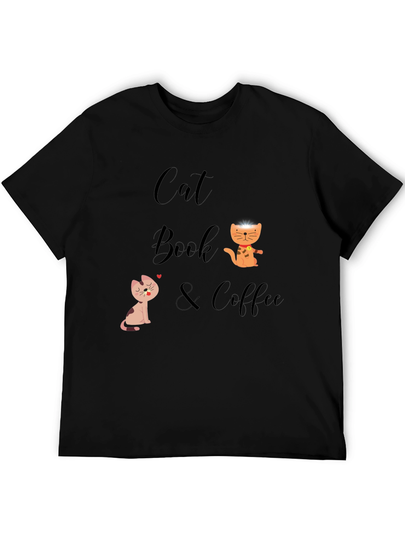 Black Cat Book & Coffee Graphic T-Shirt view 5
