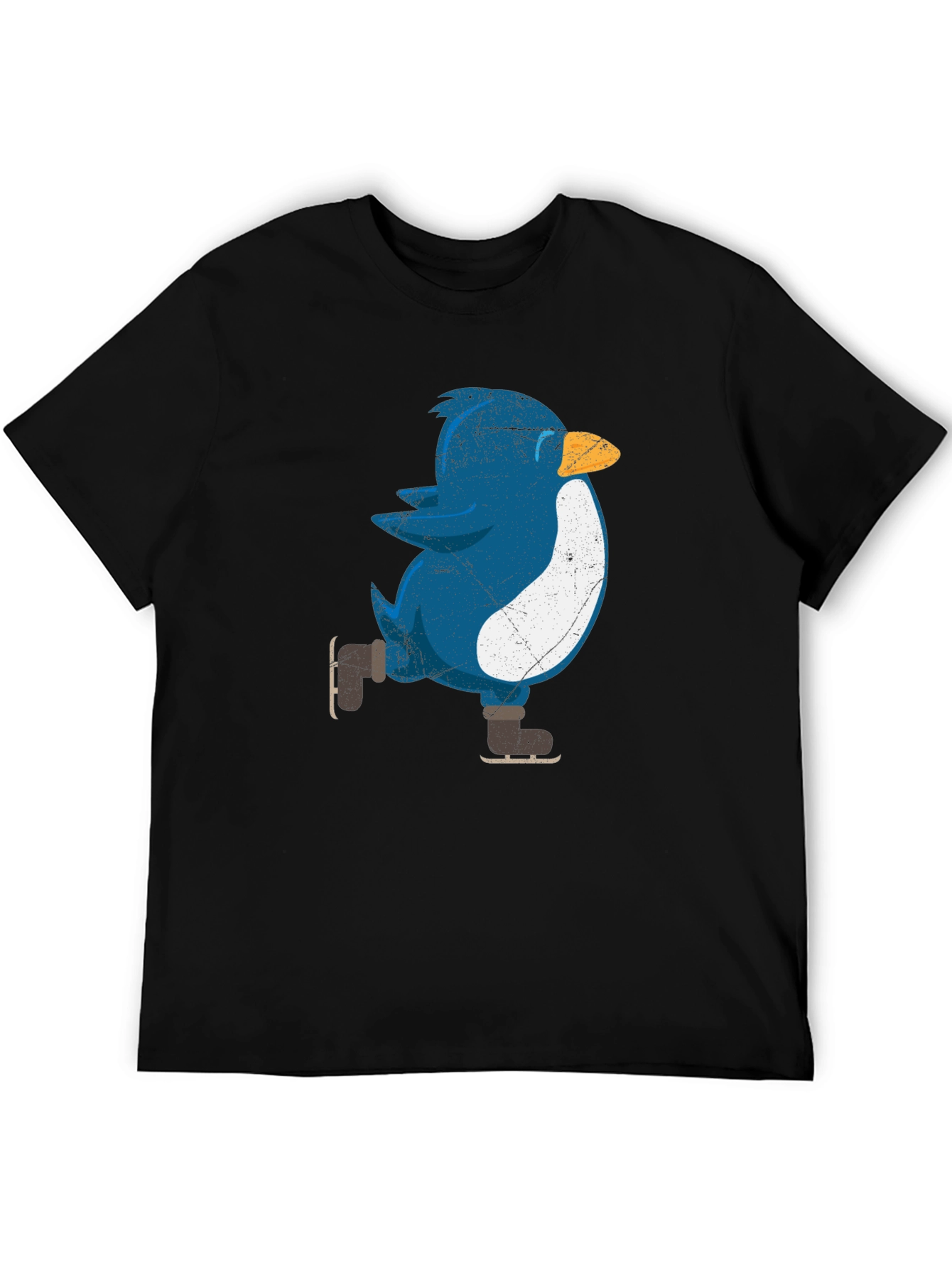 Black Skating Penguin Graphic Tee - Fun Novelty Shirt view 5