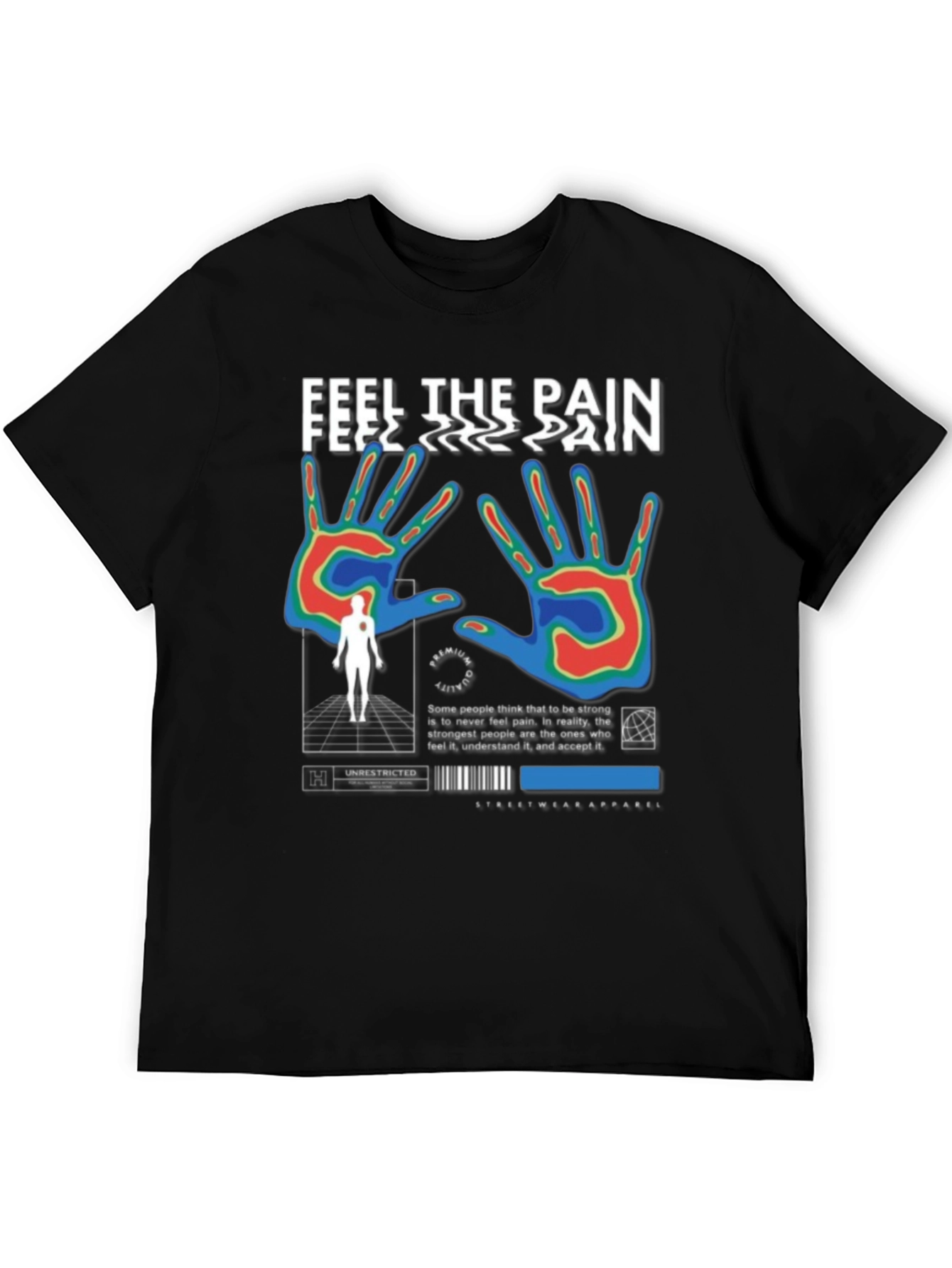 Black Feel The Pain Graphic T-Shirt view 5