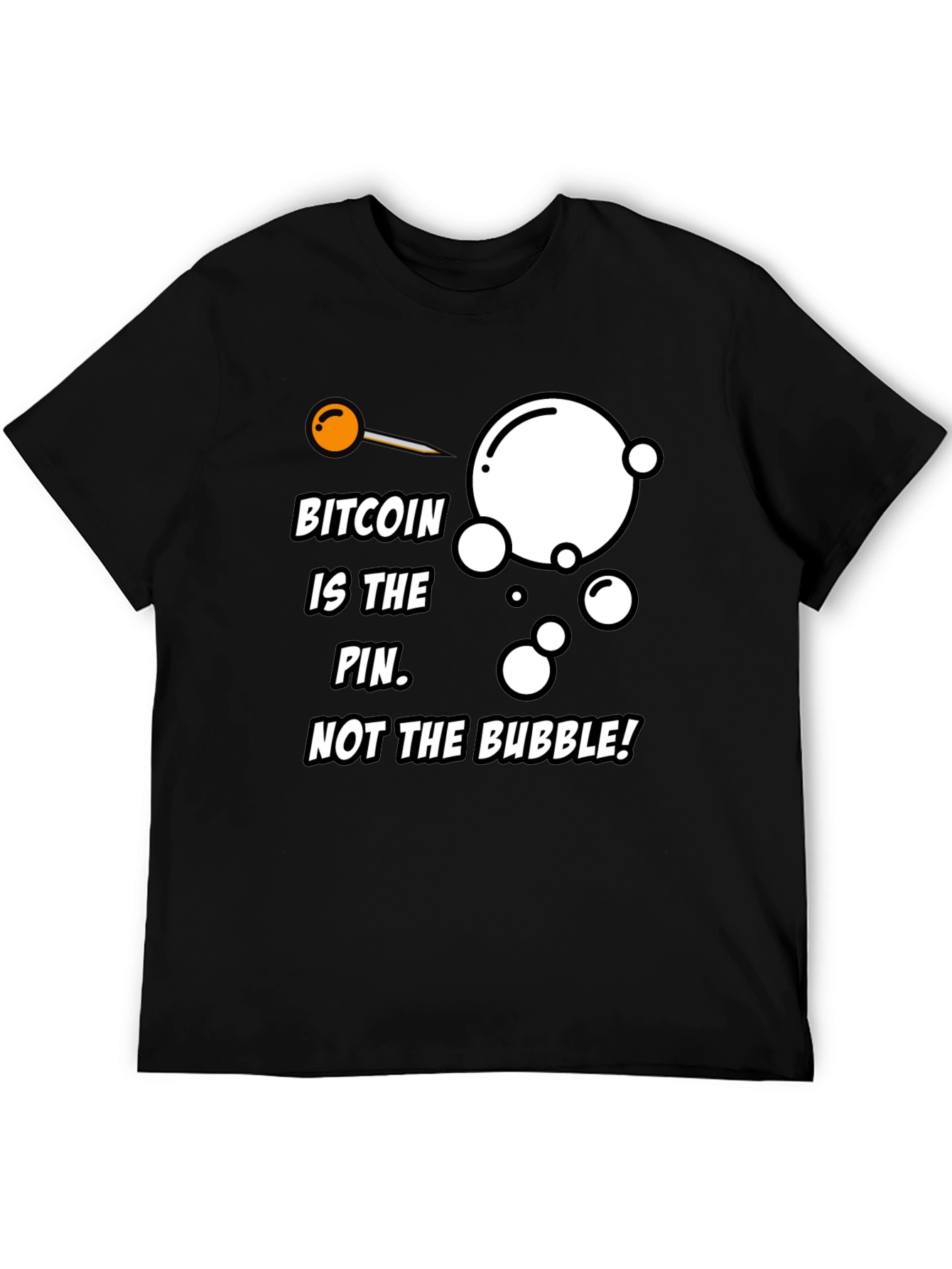 Black Bitcoin Pin Bubble Graphic T-Shirt view 5