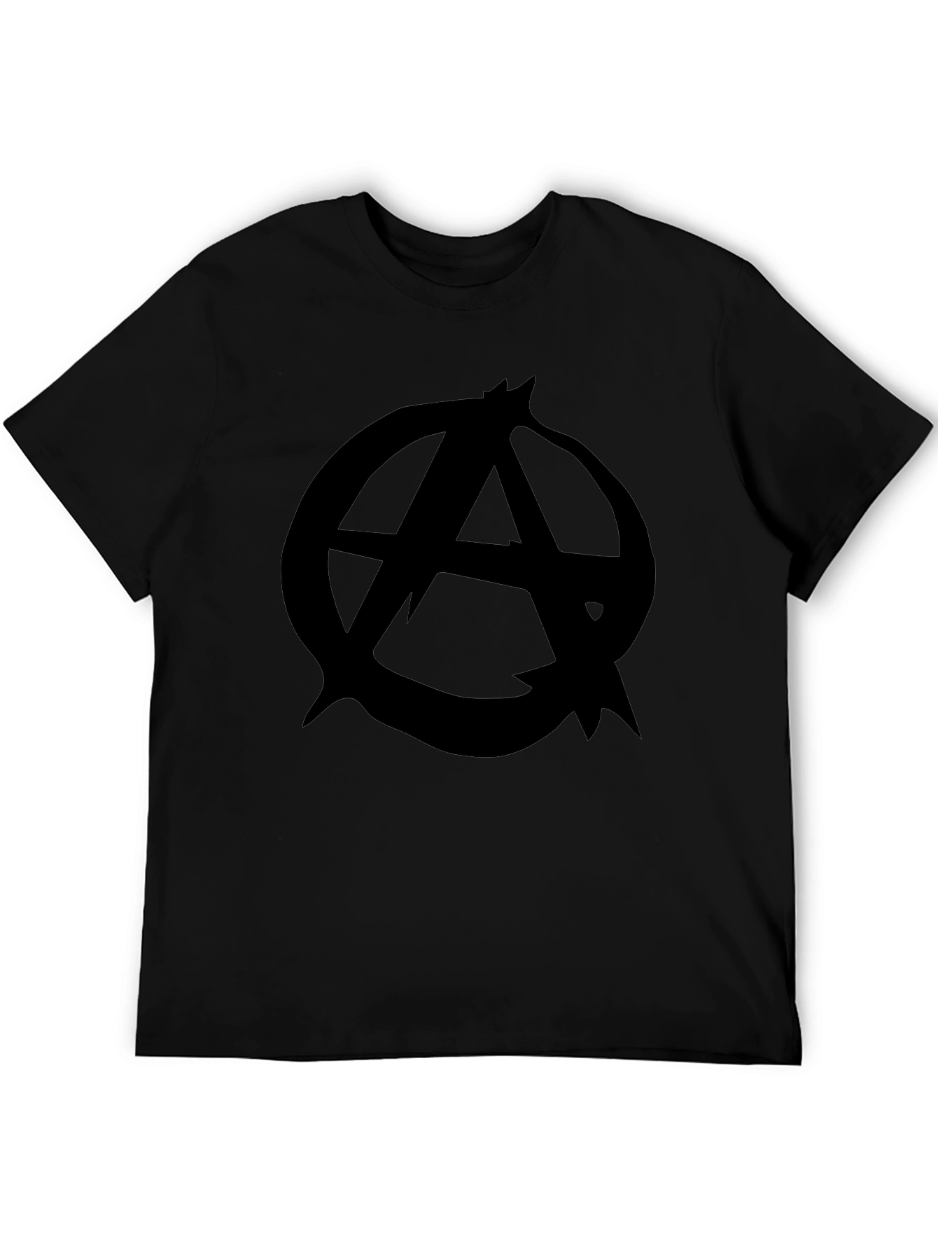 Black Anarchy Symbol Graphic Tee - Classic Black T-Shirt view 5