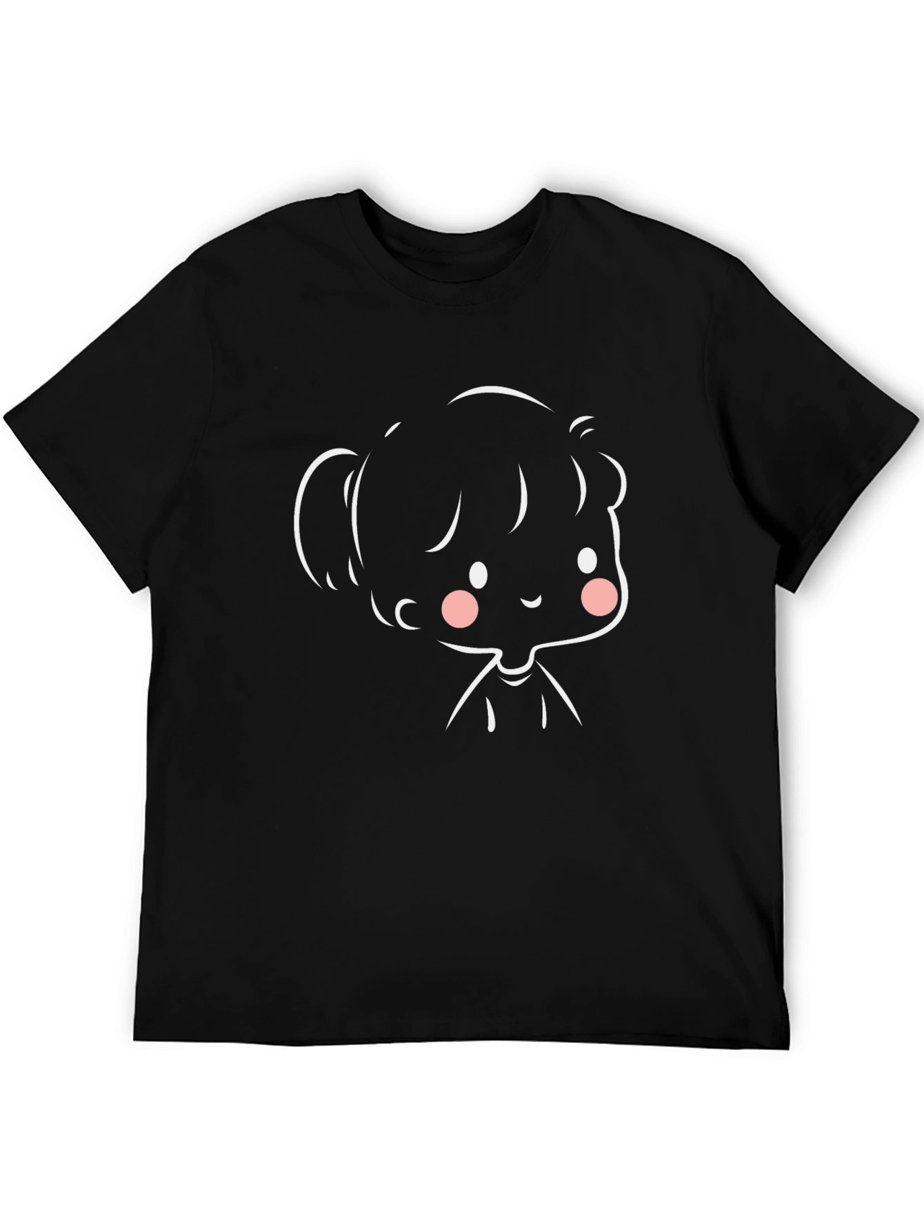 Black Cute Cartoon Girl Black T-Shirt view 5