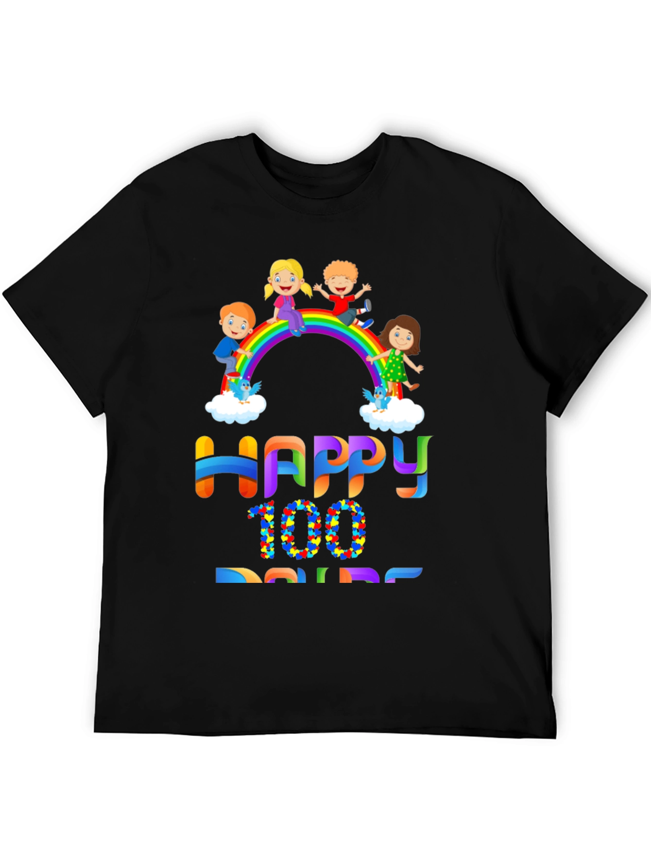Black Happy 100 Days T-Shirt view 5