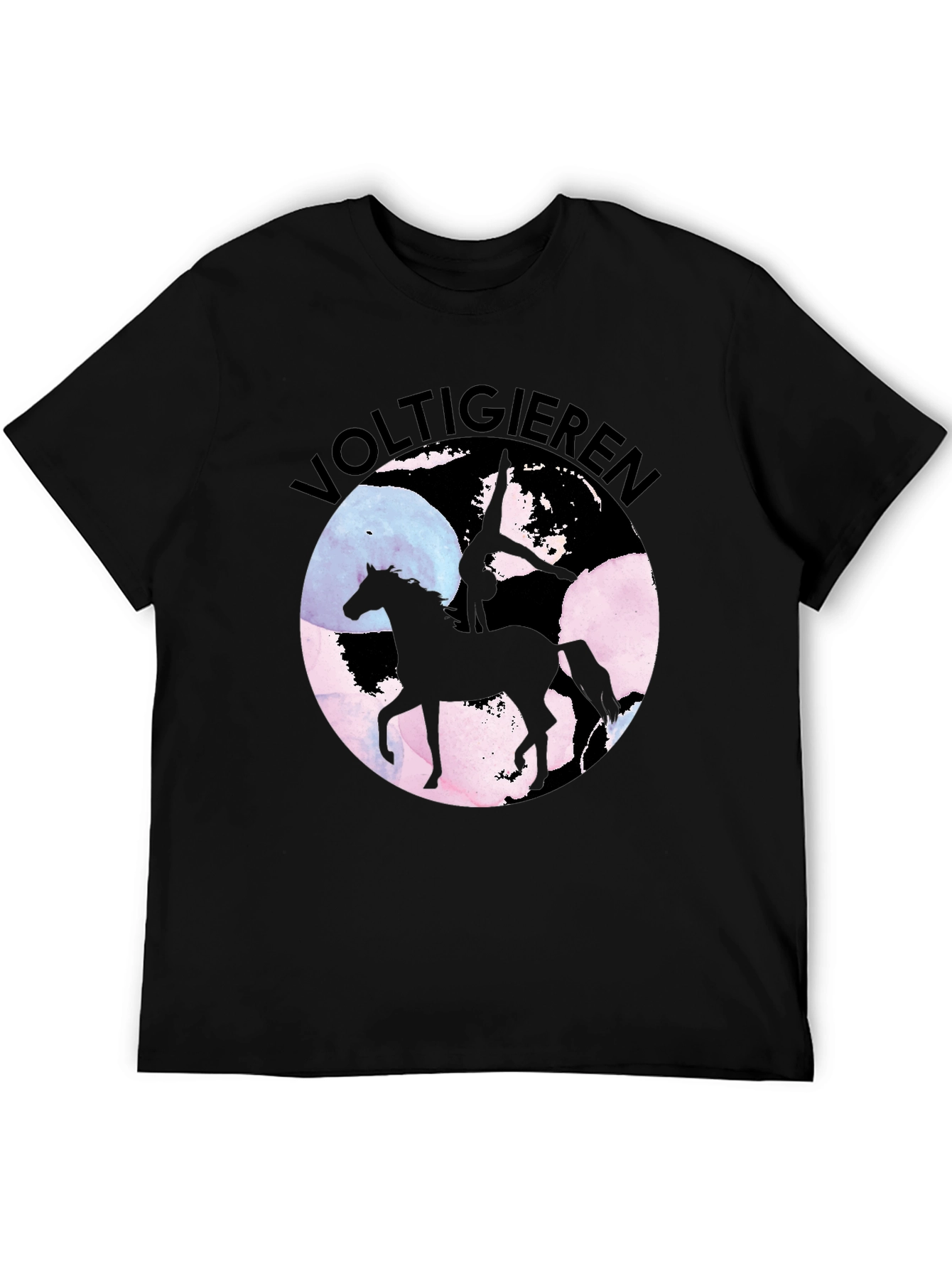Black Voltigieren Horse T-Shirt - Equestrian Art Tee view 5