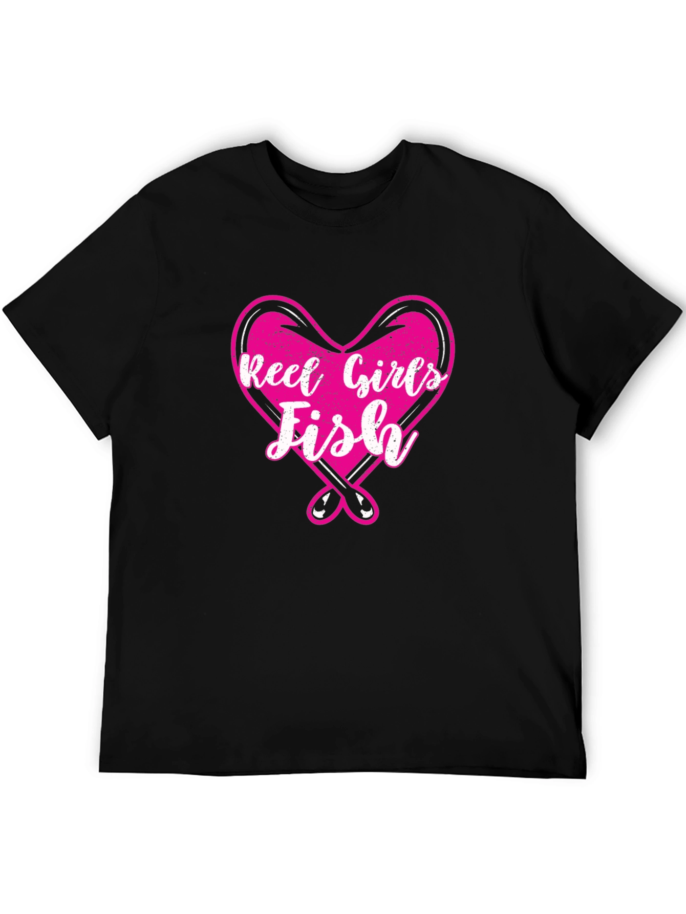 Black Reel Girls Fish Heart Graphic T-Shirt view 5