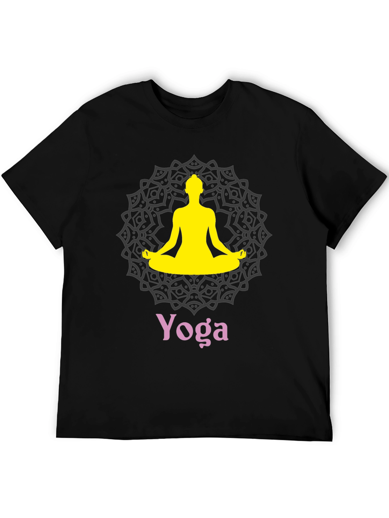 Black Yoga Mandala Graphic T-Shirt view 5