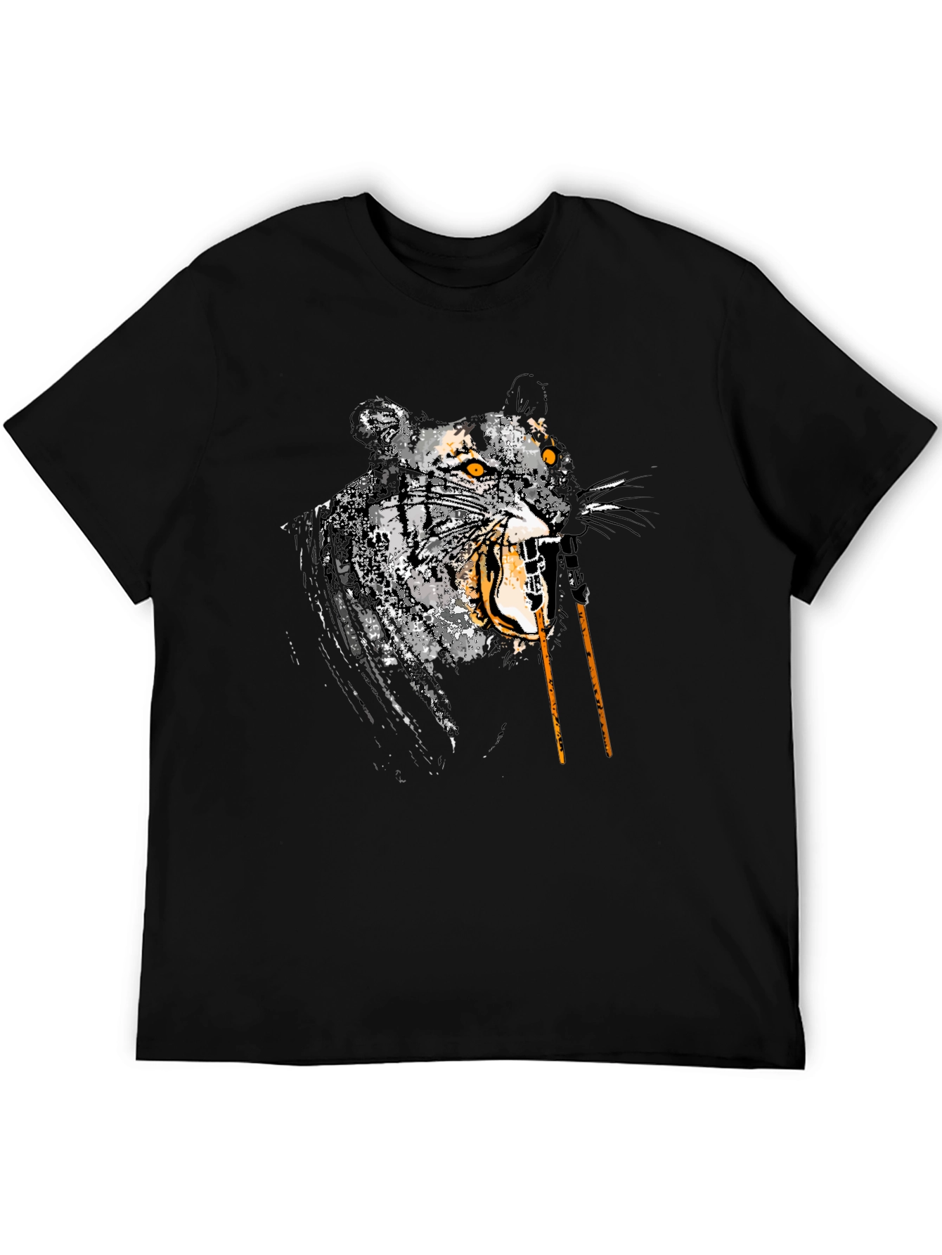 Black Roaring Tiger Graphic Tee - Men's Black T-Shirt view 5