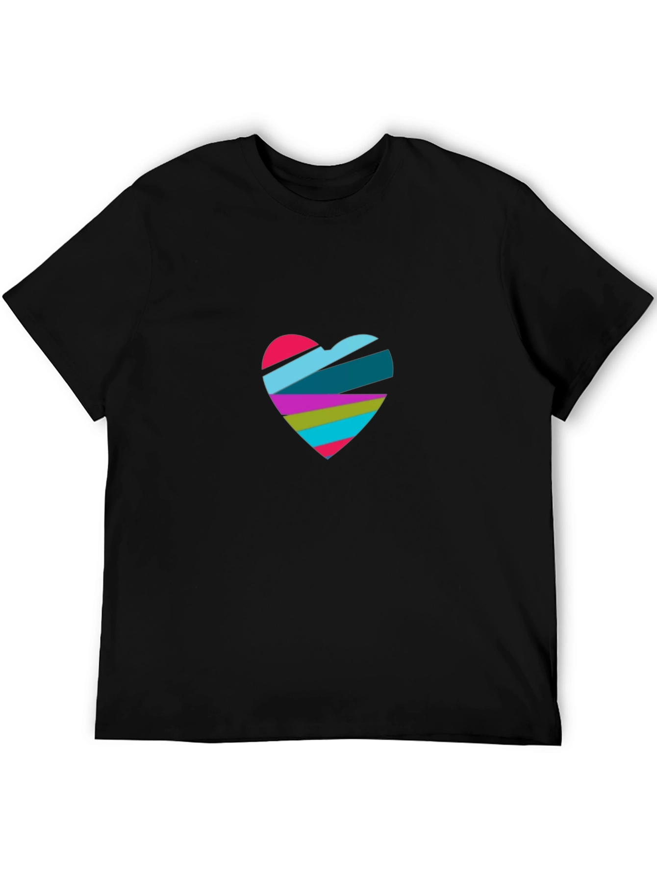 Black Abstract Heart Graphic Black T-Shirt view 5