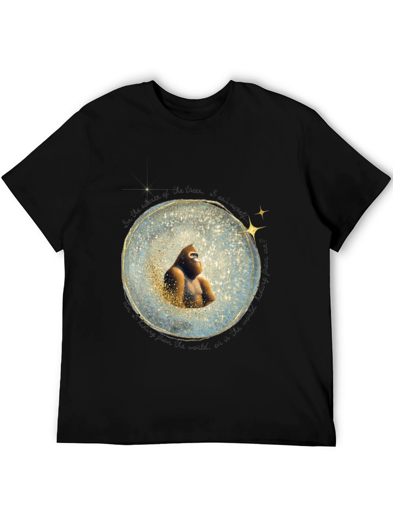 Black Gorilla in Snow Globe T-Shirt view 5