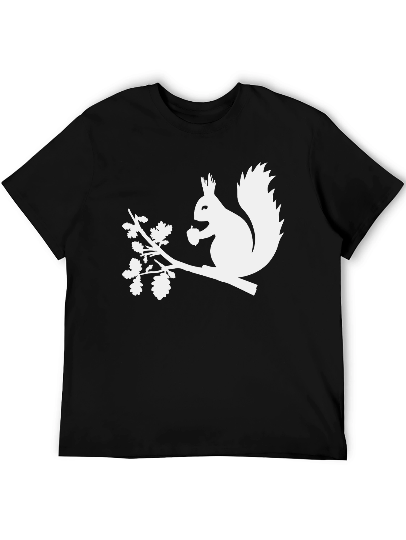 Black Squirrel Silhouette Graphic Tee - Black Cotton T-Shirt view 5